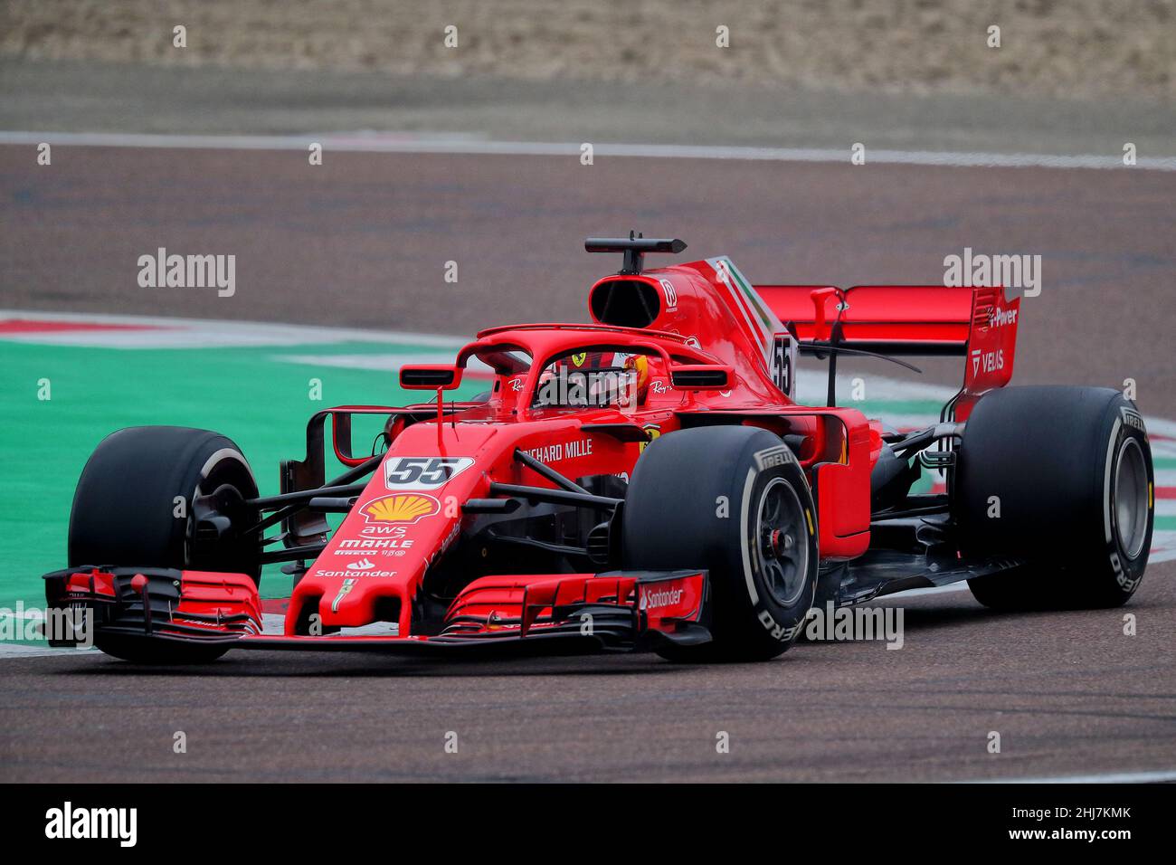 Il driver Carlos Sainz della Scuderia Ferrari durante una giornata di allenamento con la Ferrari SF71-H a Fiorano, Italia, gennaio 27th 2022. Foto Federico Basile / Insidefoto Foto Stock