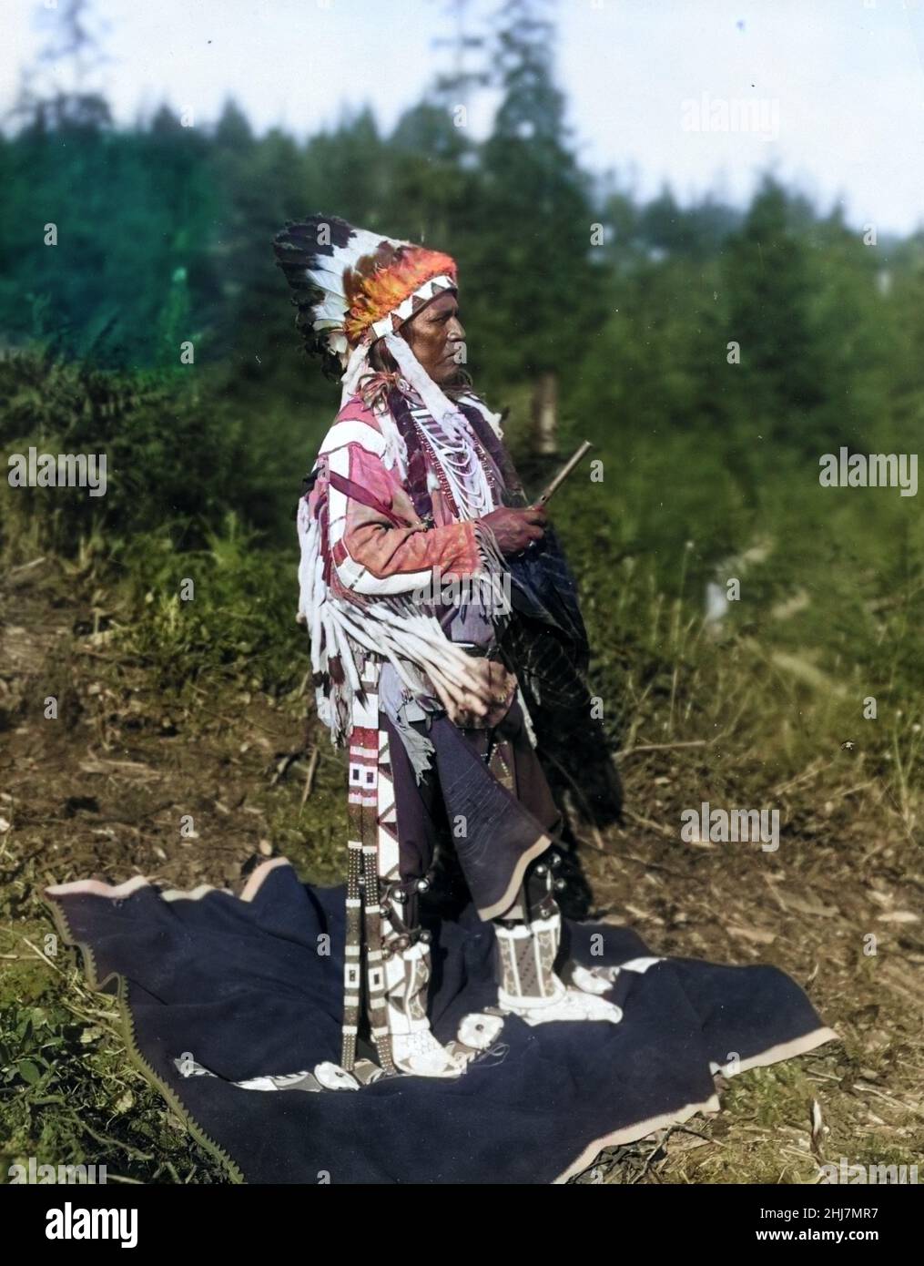 Foto antica e vintage - Native american / Indian / American Indian man White Bird 1911 di Frank Woodfield, Astoria, Oregon Foto Stock