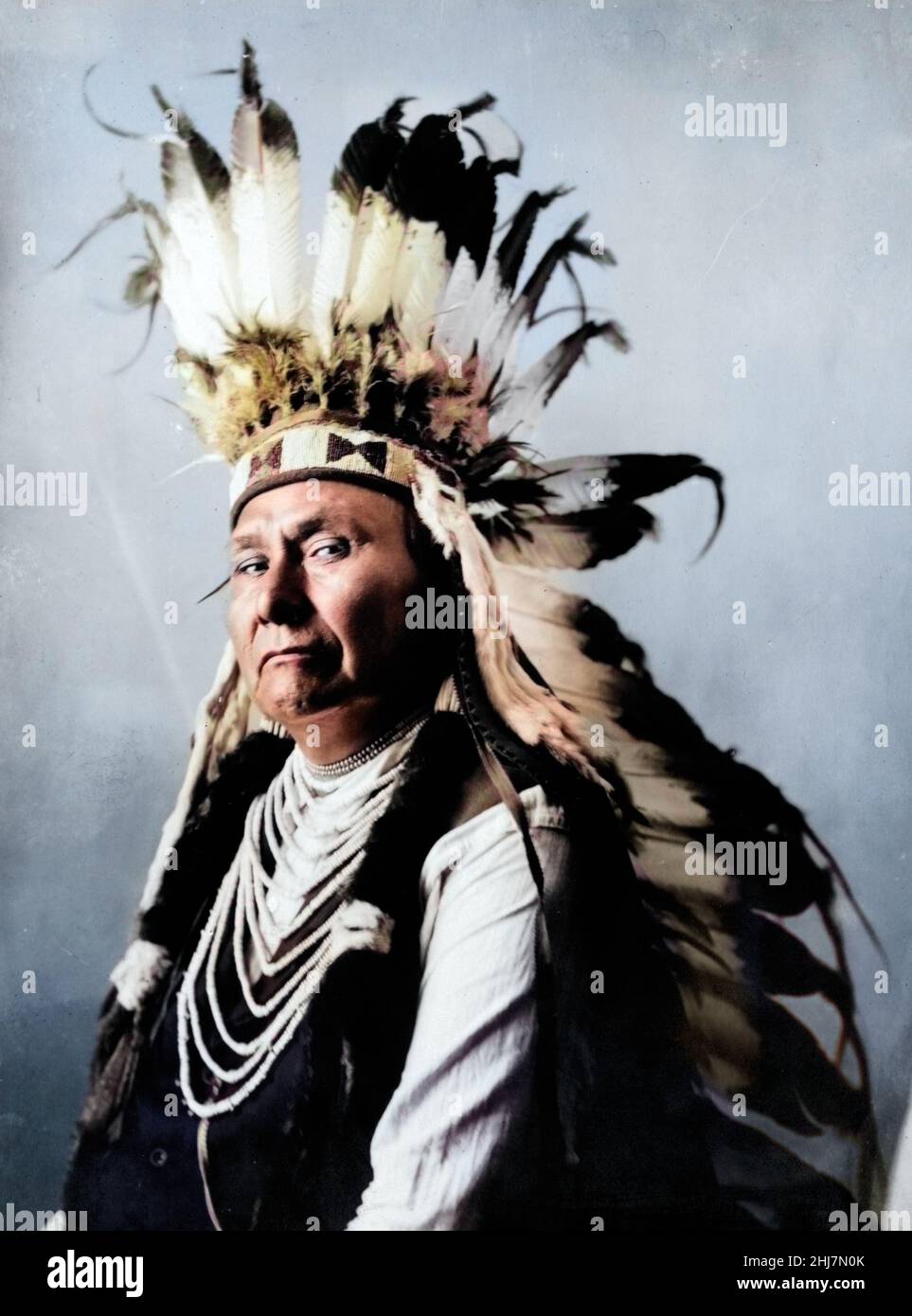 Chief Joseph, Nez Percé - Foto d'epoca e d'antiquariato - Indiani d'america / Indiani d'America. Gill, De Lancey, fotografo. 1900. Colorato. Foto Stock