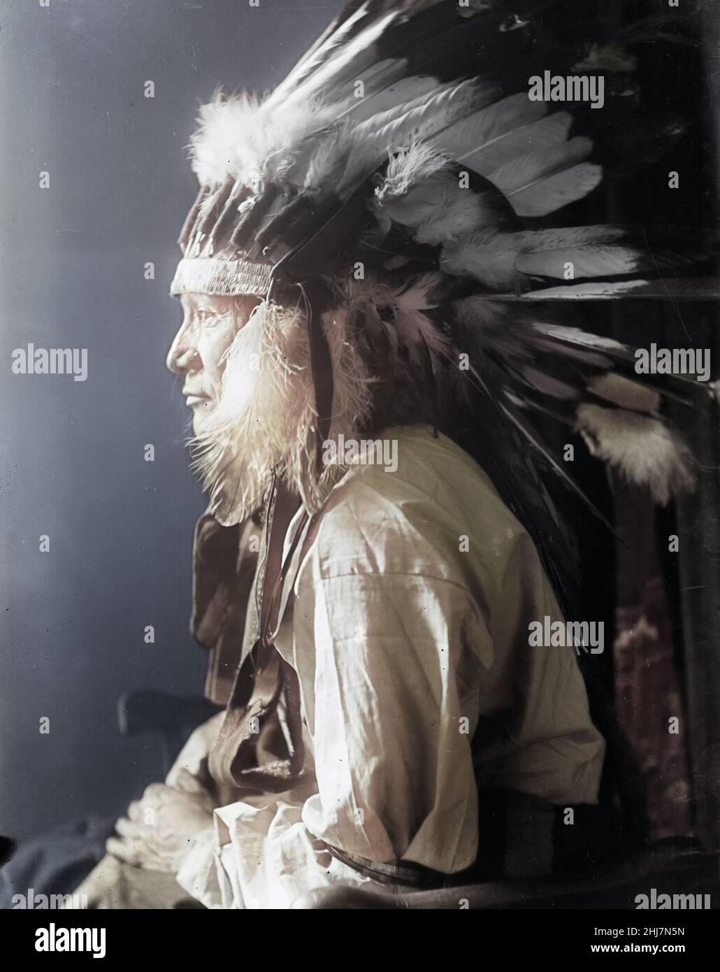 Whirlwind Horse - Foto d'epoca e d'antiquariato - Indiani d'america / Indiani d'America / Indiani d'America, Käsebier, Gertrude, 1852-1934, fotografo. 1900. Foto Stock