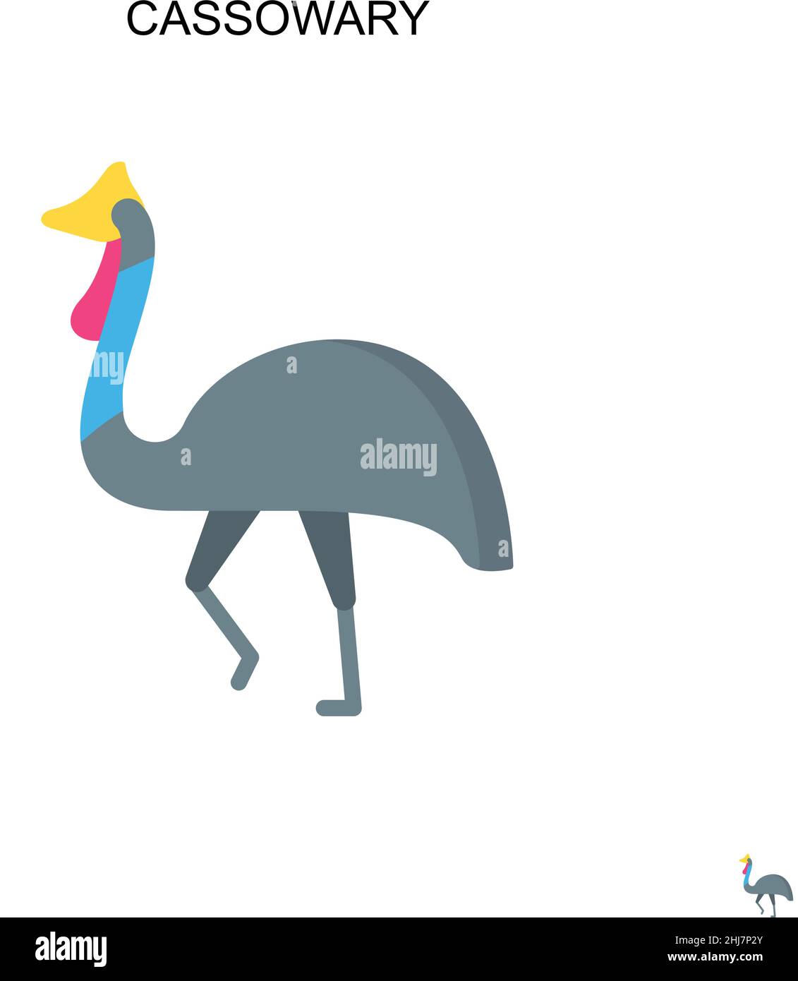 Icona vettore semplice Cassowary. Modello di disegno del simbolo di illustrazione per l'elemento dell'interfaccia utente mobile Web. Illustrazione Vettoriale