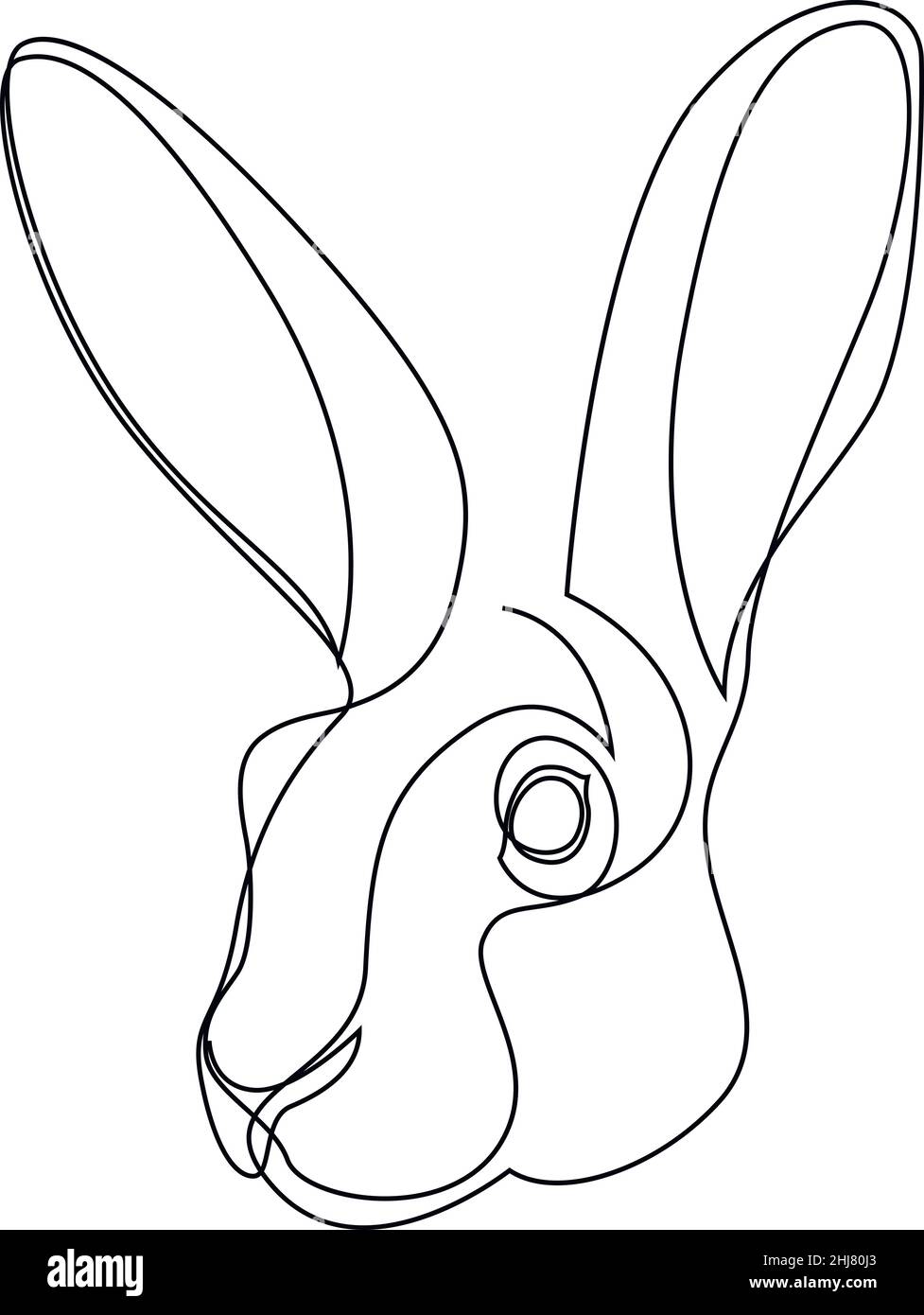 animali di coniglio disegni di linea , linee semplici. Illustrazione Vettoriale