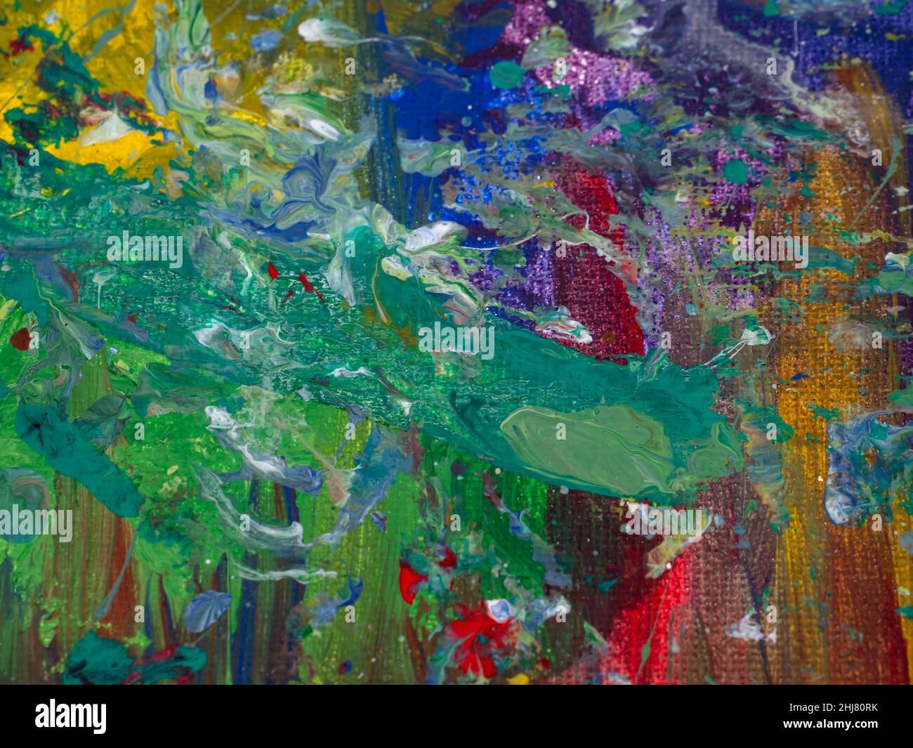 Diversi tocchi di colore su una tela Foto Stock