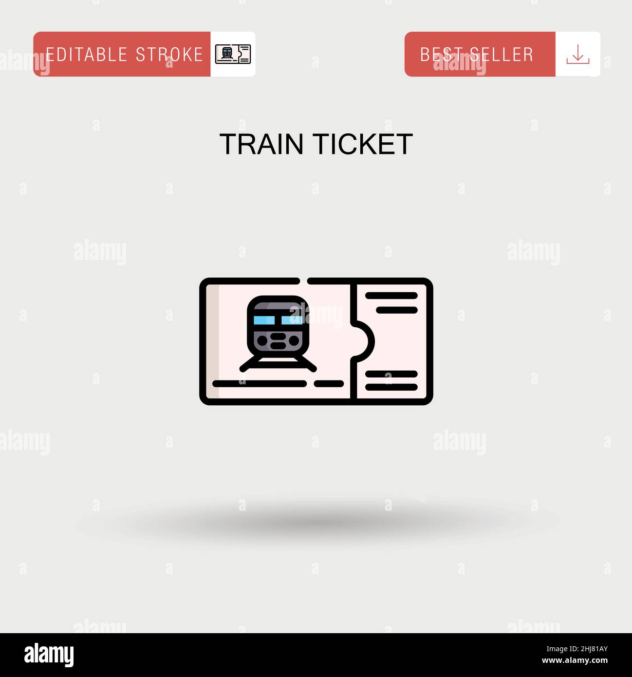 Biglietto ferroviario semplice icona vettoriale. Illustrazione Vettoriale