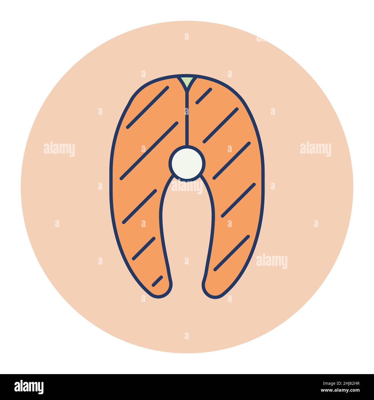 Salmone carne vettore piatto icona. Insegna barbecue e barbecue. Simbolo grafico per la progettazione di siti Web e applicazioni, logo, app, UI Illustrazione Vettoriale