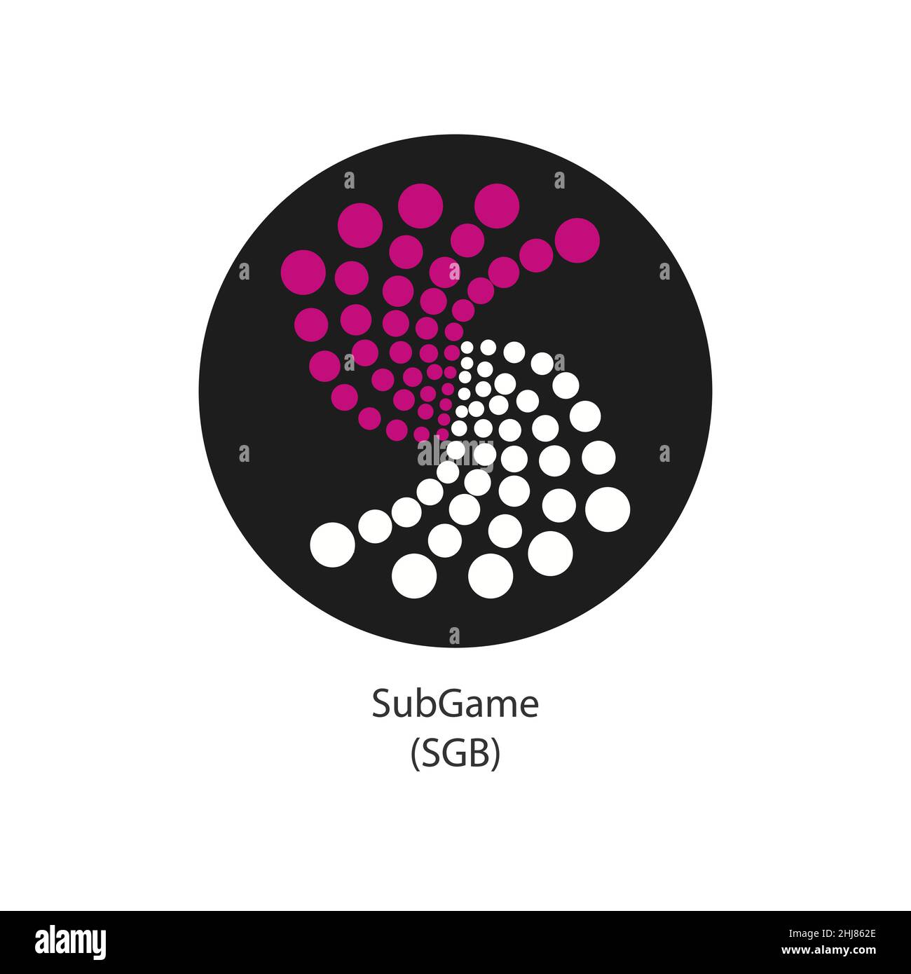 SubGame criptovaluta parachain token vettore logo moneta icona isolato su sfondo bianco. Illustrazione Vettoriale