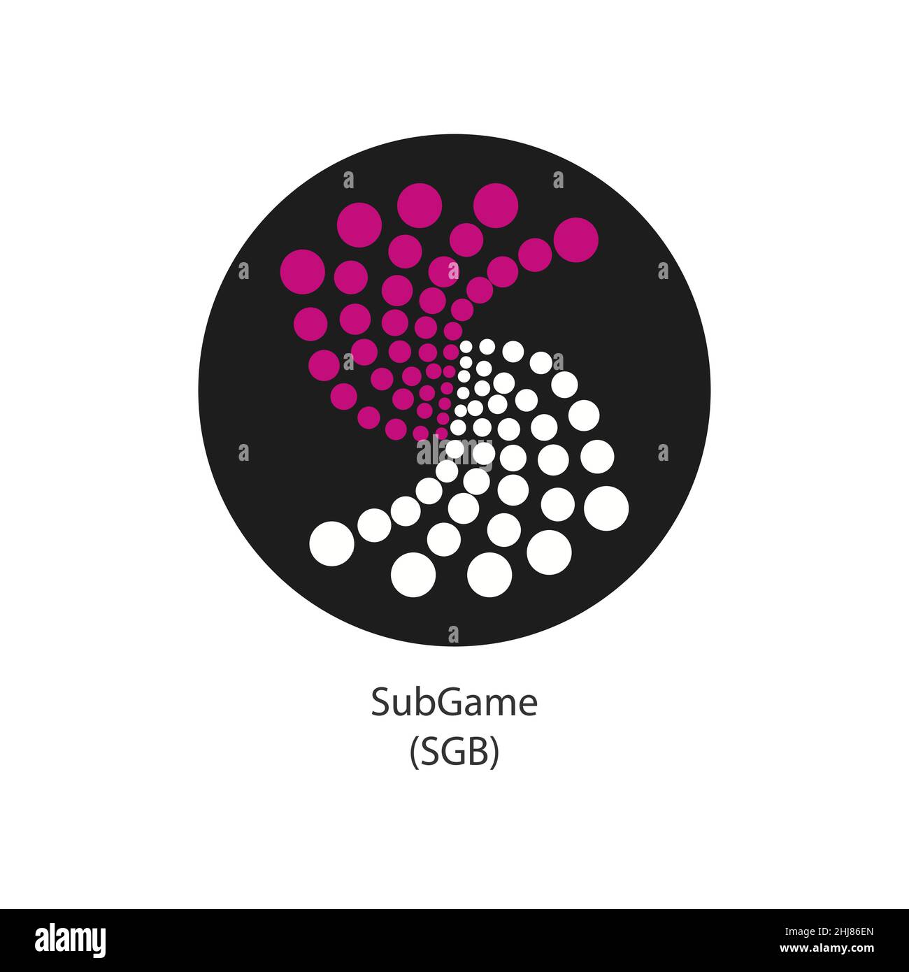 SubGame criptovaluta parachain token vettore logo moneta icona isolato su sfondo bianco. Illustrazione Vettoriale