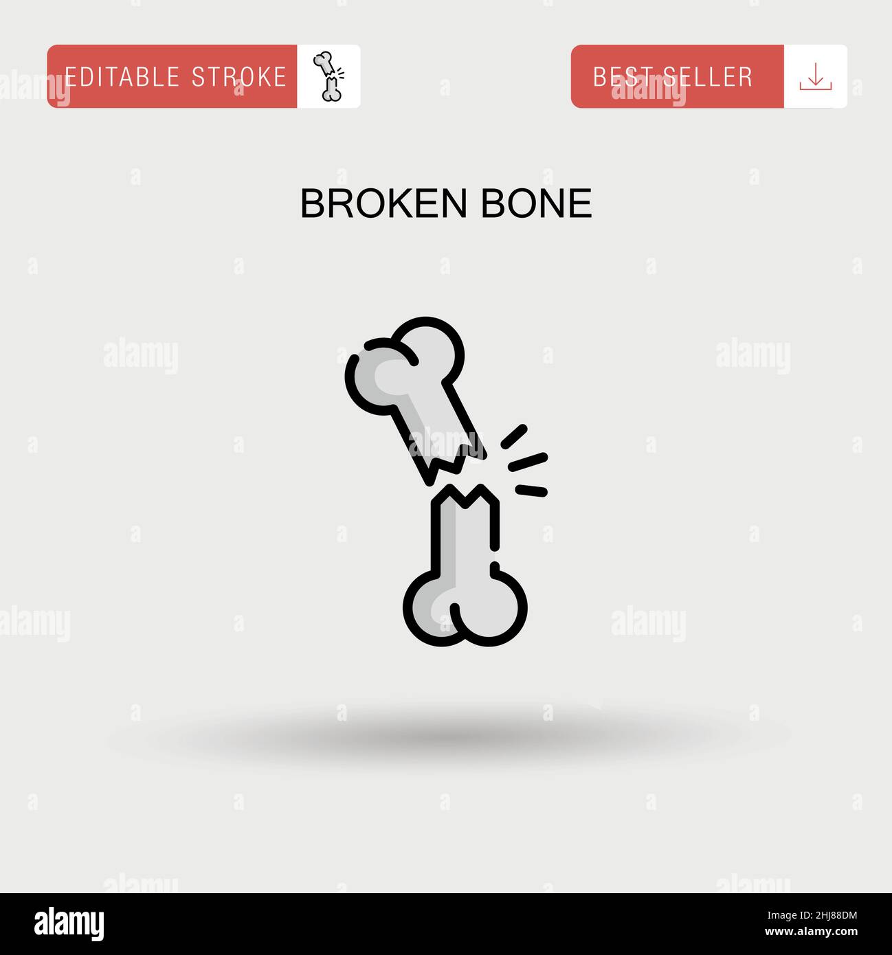 Icona vettore semplice osso rotto. Illustrazione Vettoriale