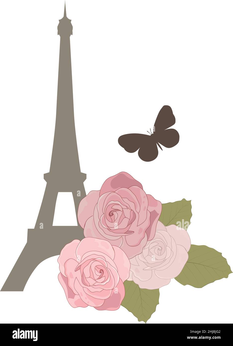 roses e Torre Eiffel Illustrazione Vettoriale