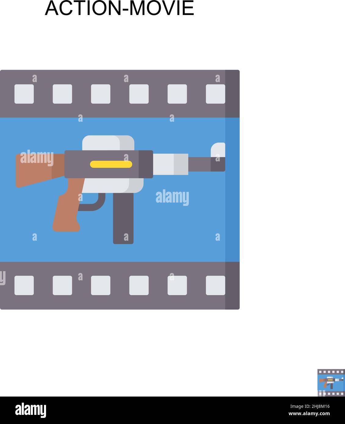 Icona vettoriale semplice del filmato d'azione. Modello di disegno del simbolo di illustrazione per l'elemento dell'interfaccia utente mobile Web. Illustrazione Vettoriale