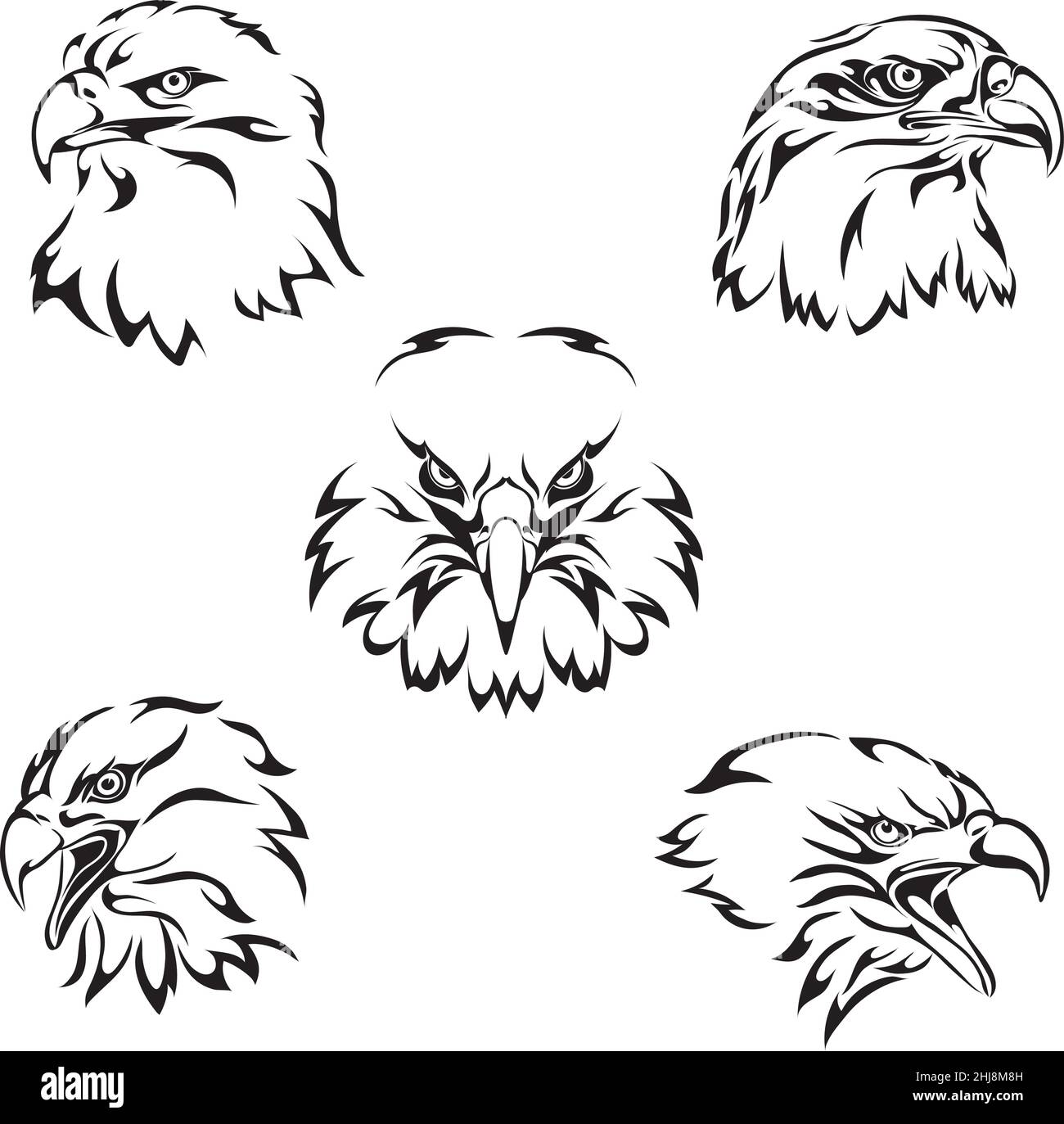aquila, logo, aquila, uccello, ritratto, vettore, immagine, isolato, segno per le aziende, squadra sportiva Illustrazione Vettoriale