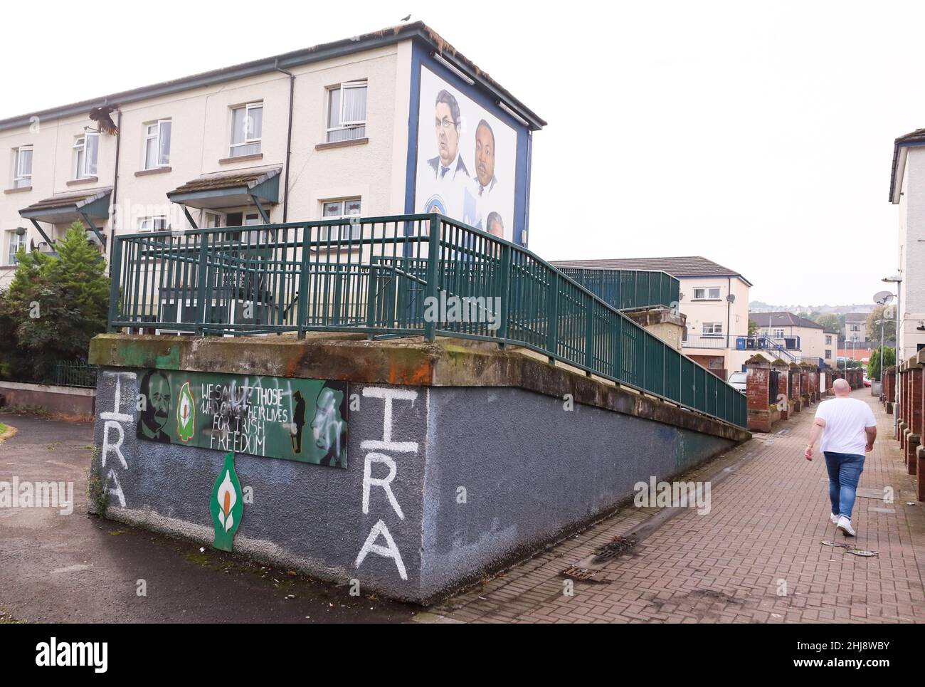 Il Bogside e l'area nazionalista di Derry City nell'Irlanda del Nord. Foto Stock