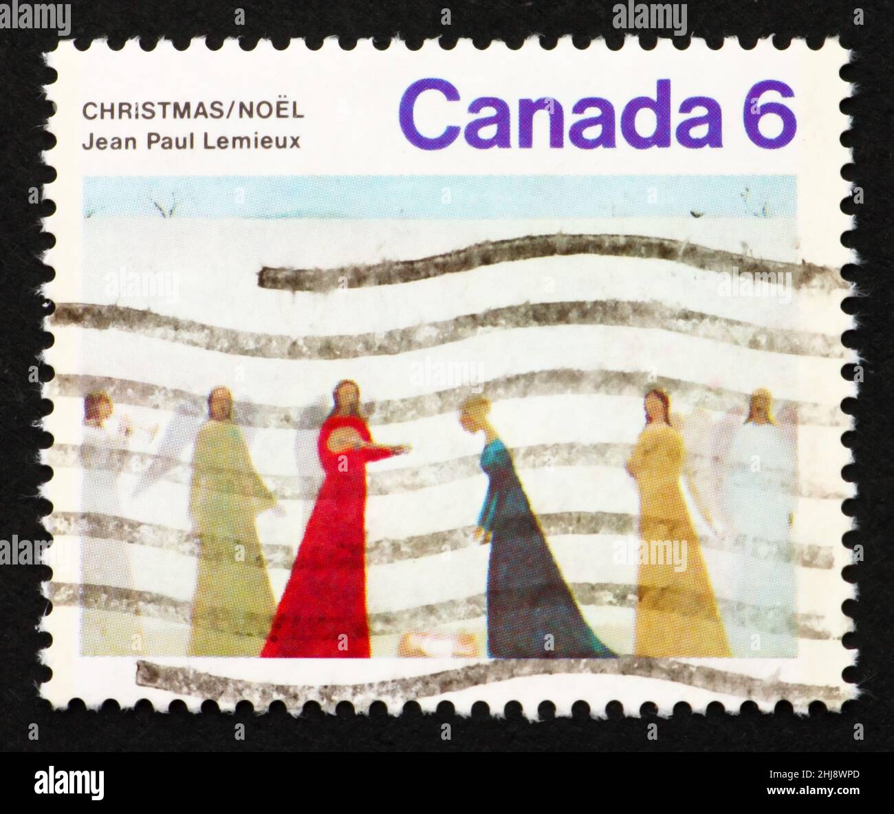 CANADA - CIRCA 1974: Un francobollo stampato in Canada mostra Natività, Pittura di Jean Paul Lemieux, Natale, circa 1974 Foto Stock