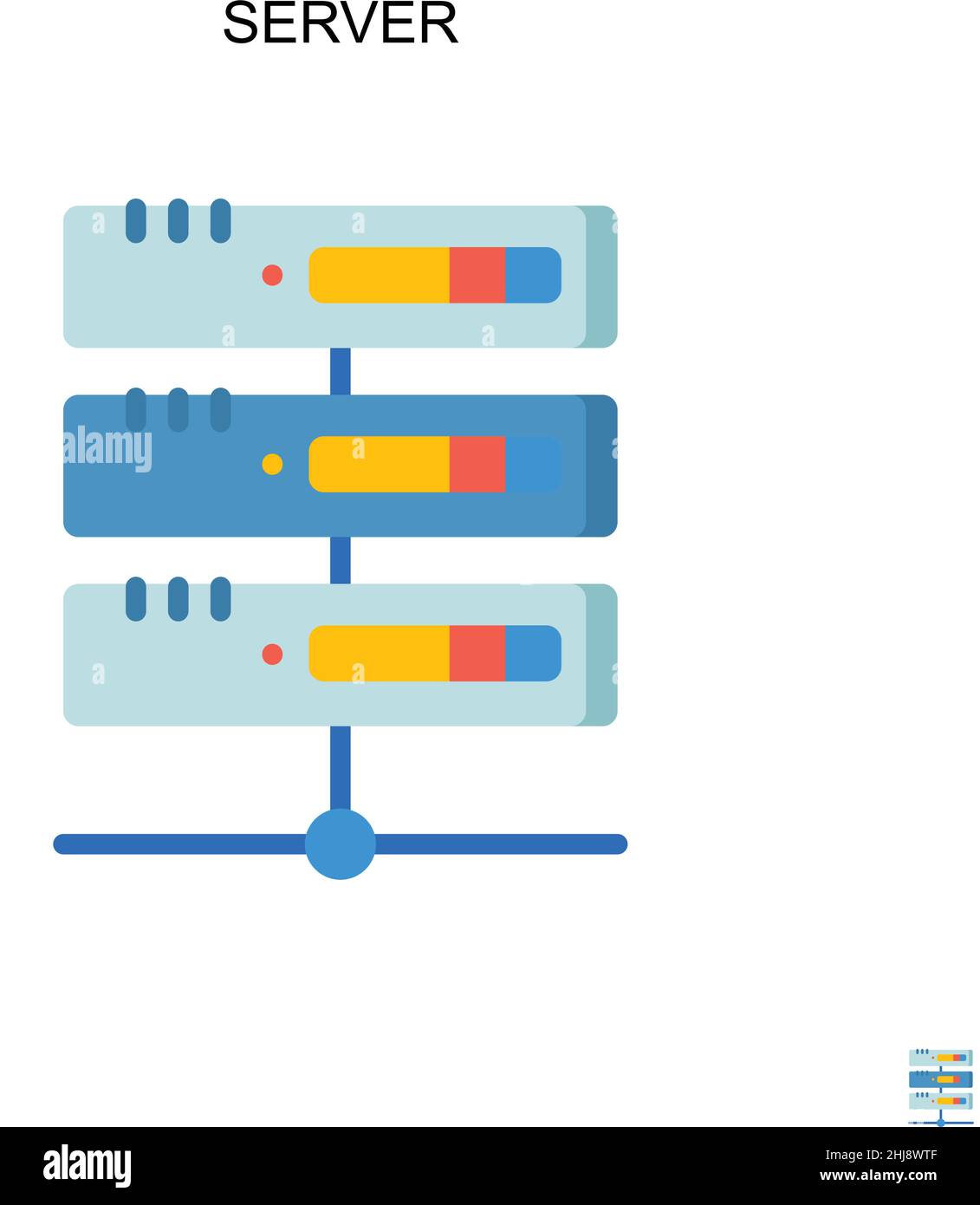 Icona vettore semplice server. Modello di disegno del simbolo di illustrazione per l'elemento dell'interfaccia utente mobile Web. Illustrazione Vettoriale