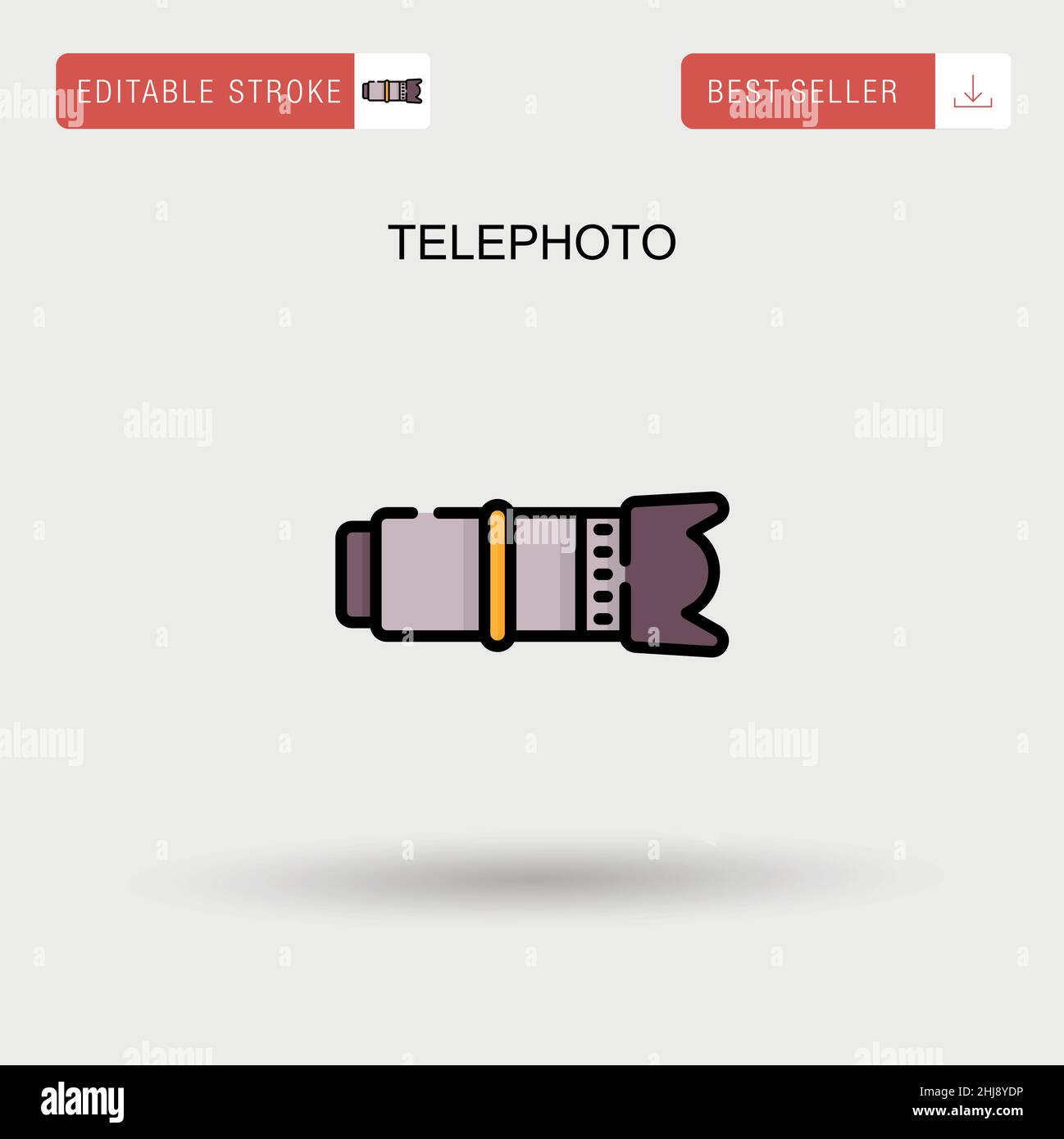 Teleobiettivo semplice icona vettoriale. Illustrazione Vettoriale