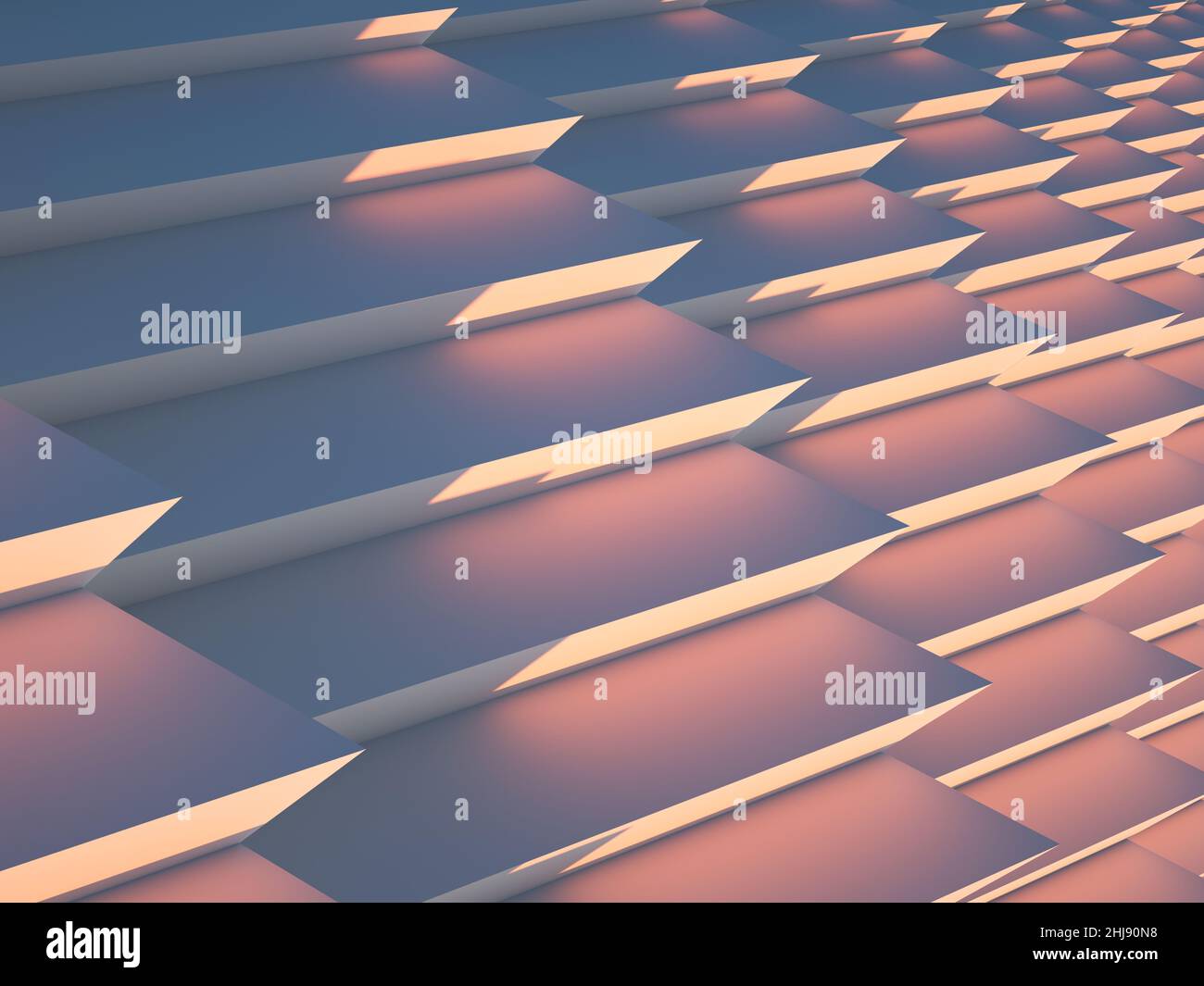 Sfondo digitale astratto, struttura architettonica parametrica con illuminazione colorata. 3d illustrazione del rendering Foto Stock