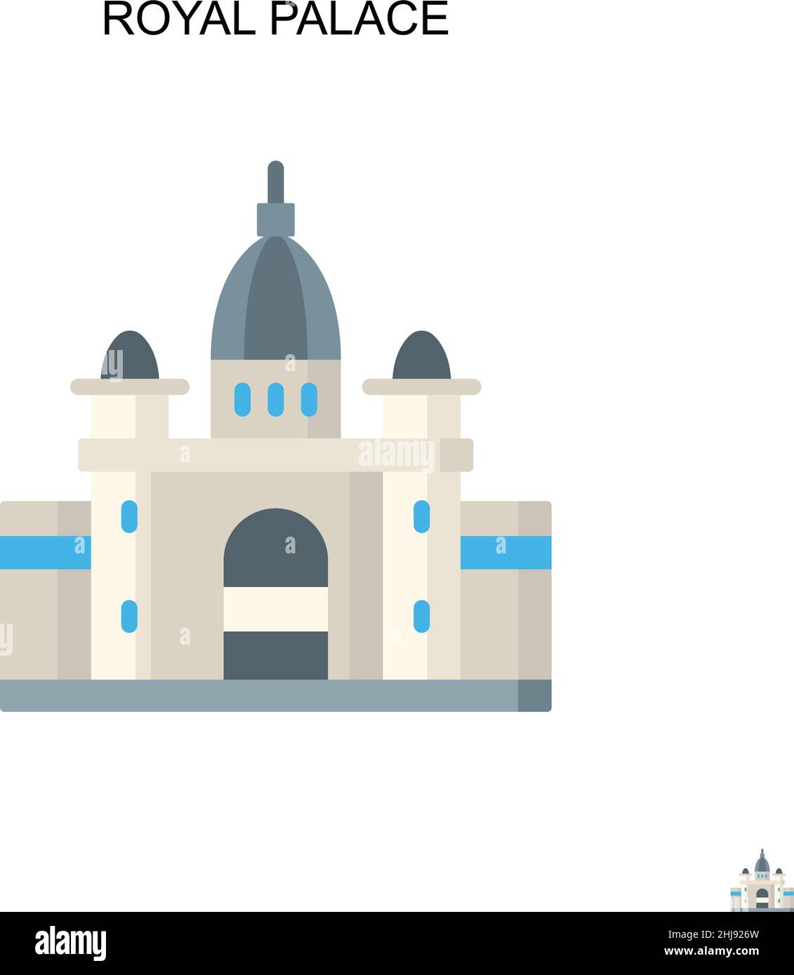 Palazzo reale semplice icona vettoriale. Modello di disegno del simbolo di illustrazione per l'elemento dell'interfaccia utente mobile Web. Illustrazione Vettoriale