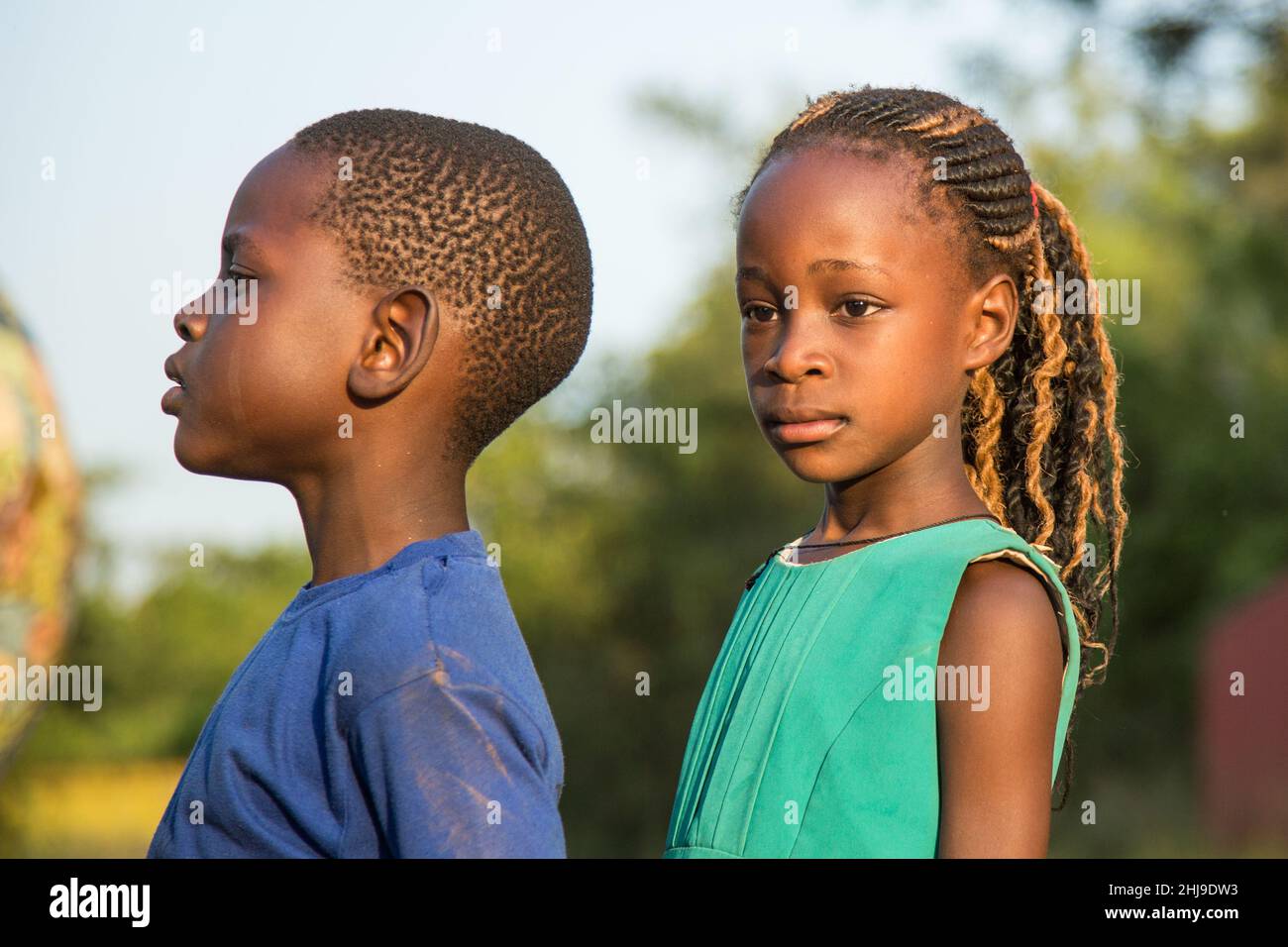 Ritratti di bella ragazza e ragazzo in Uganda Foto Stock