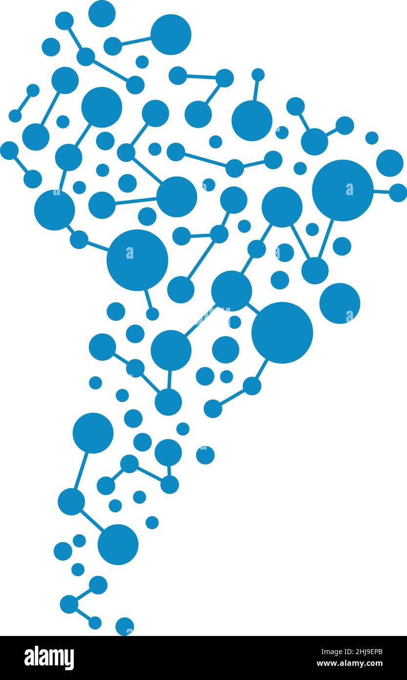 Banner mappa del Sud America con spazio per la copia. Concetto di connettività di rete per le aziende Illustrazione Vettoriale