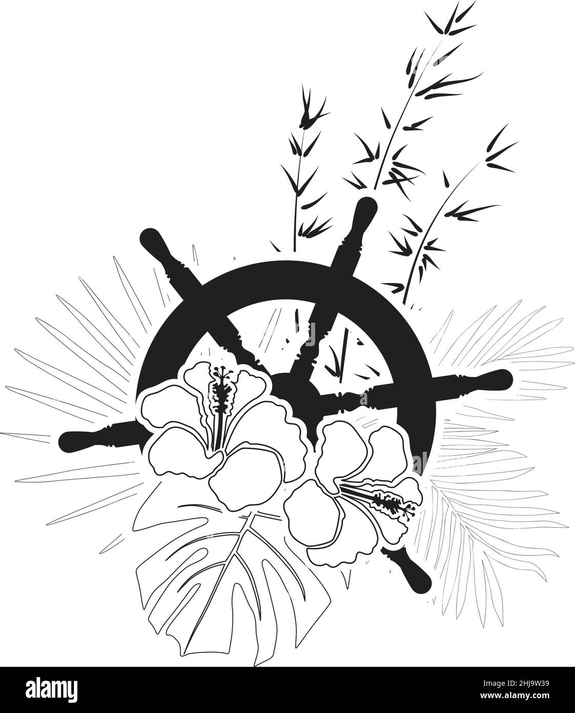 volante e foglie di palmo Illustrazione Vettoriale