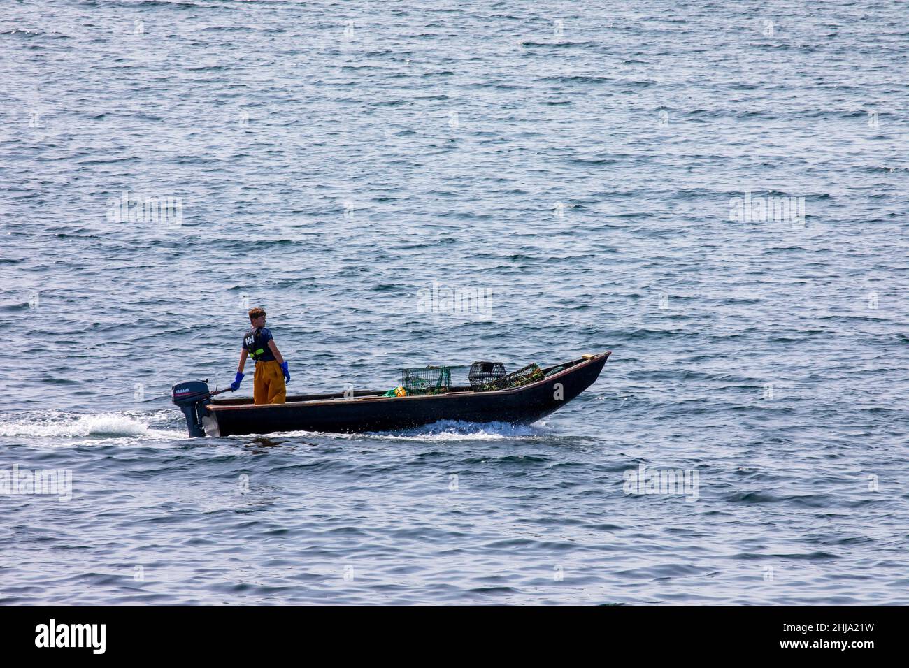 giovane pescatore Foto Stock