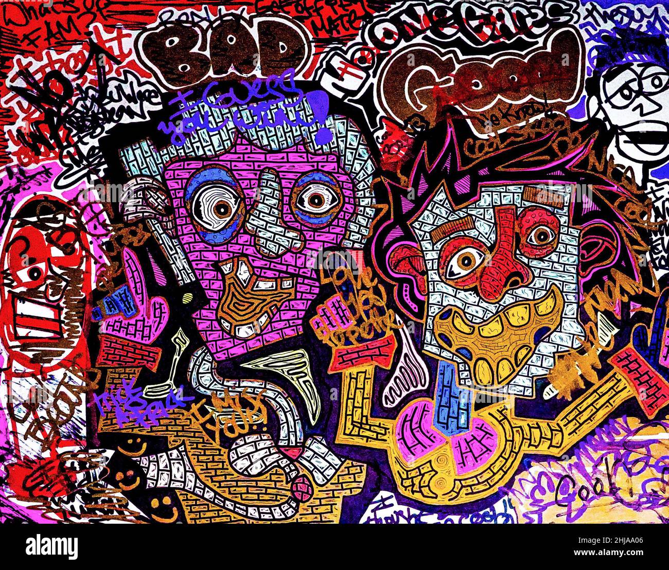 buona e cattiva pittura Foto Stock