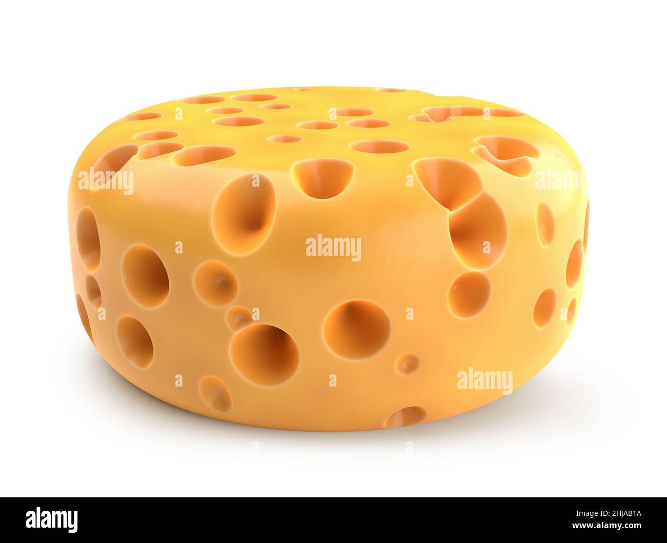 testa di formaggio isolato su sfondo bianco. 3d rendering. Foto Stock