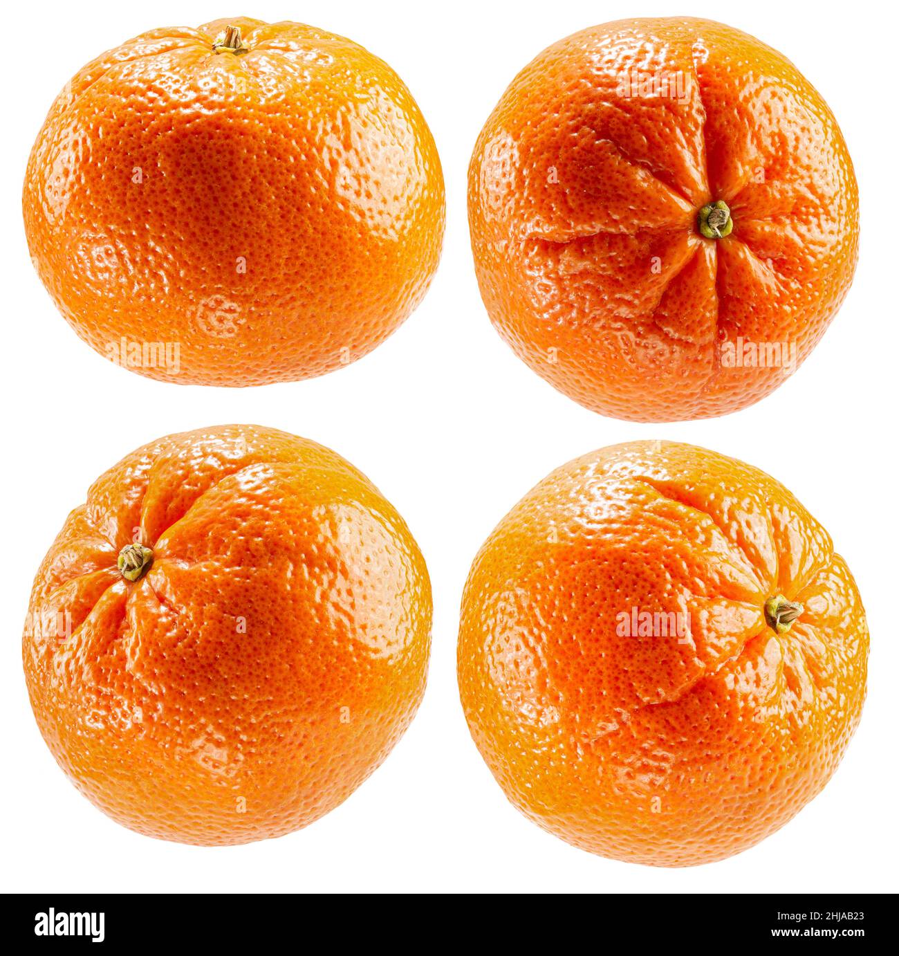 raccolta di tangerini isolati su sfondo bianco. Foto Stock