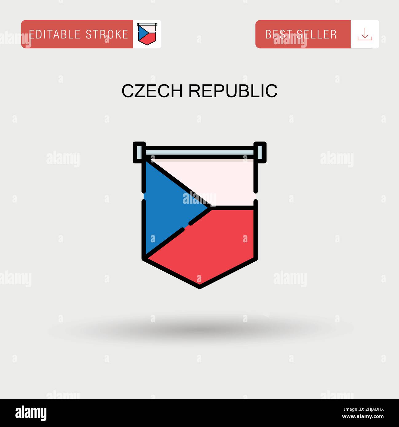 icona vettore semplice della repubblica Ceca. Illustrazione Vettoriale