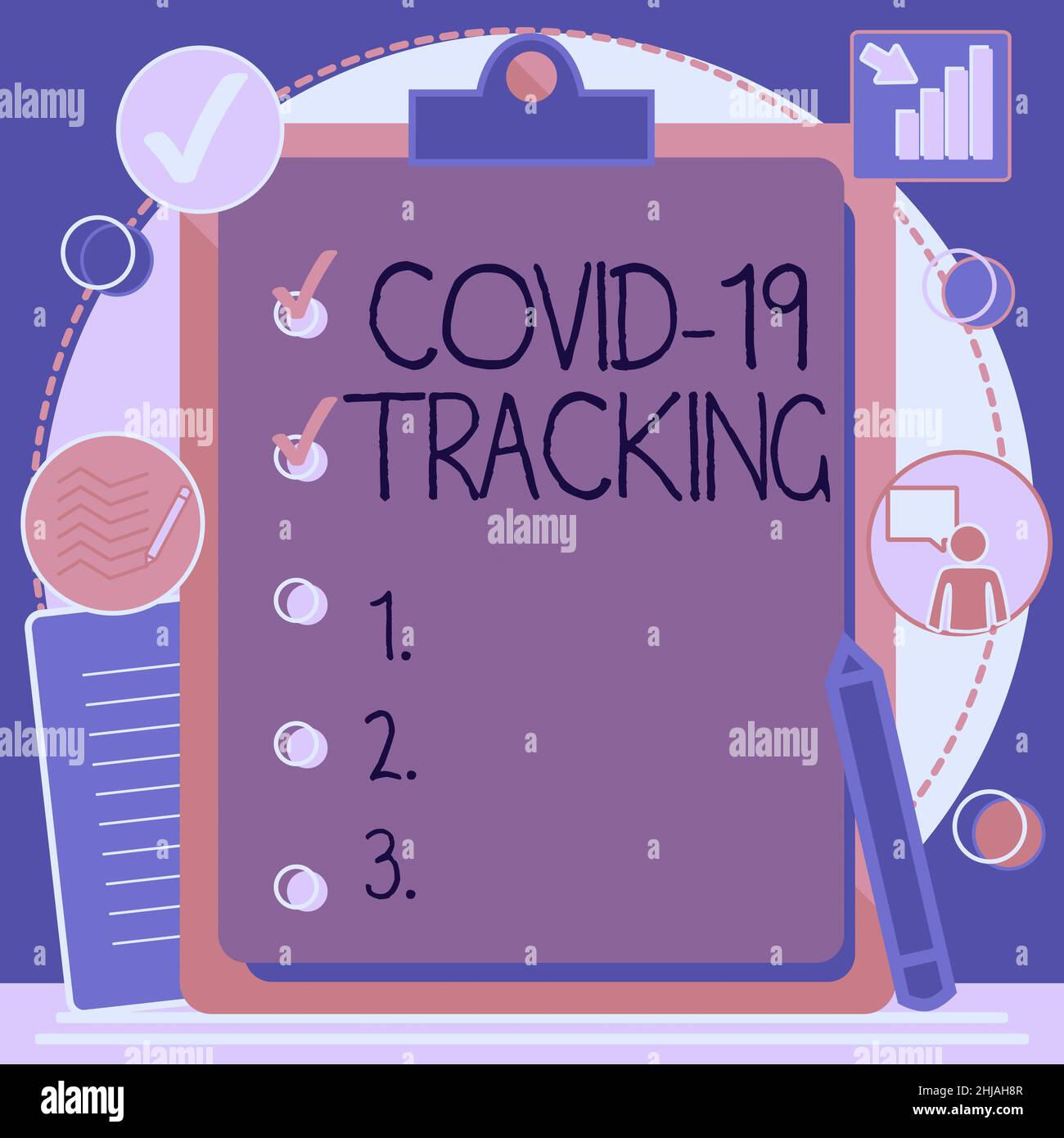 Segno che visualizza il codice 19 Tracking. Business showcase processo di distinzione dei possibili individui infetti Clipboard disegno con Checklist Foto Stock