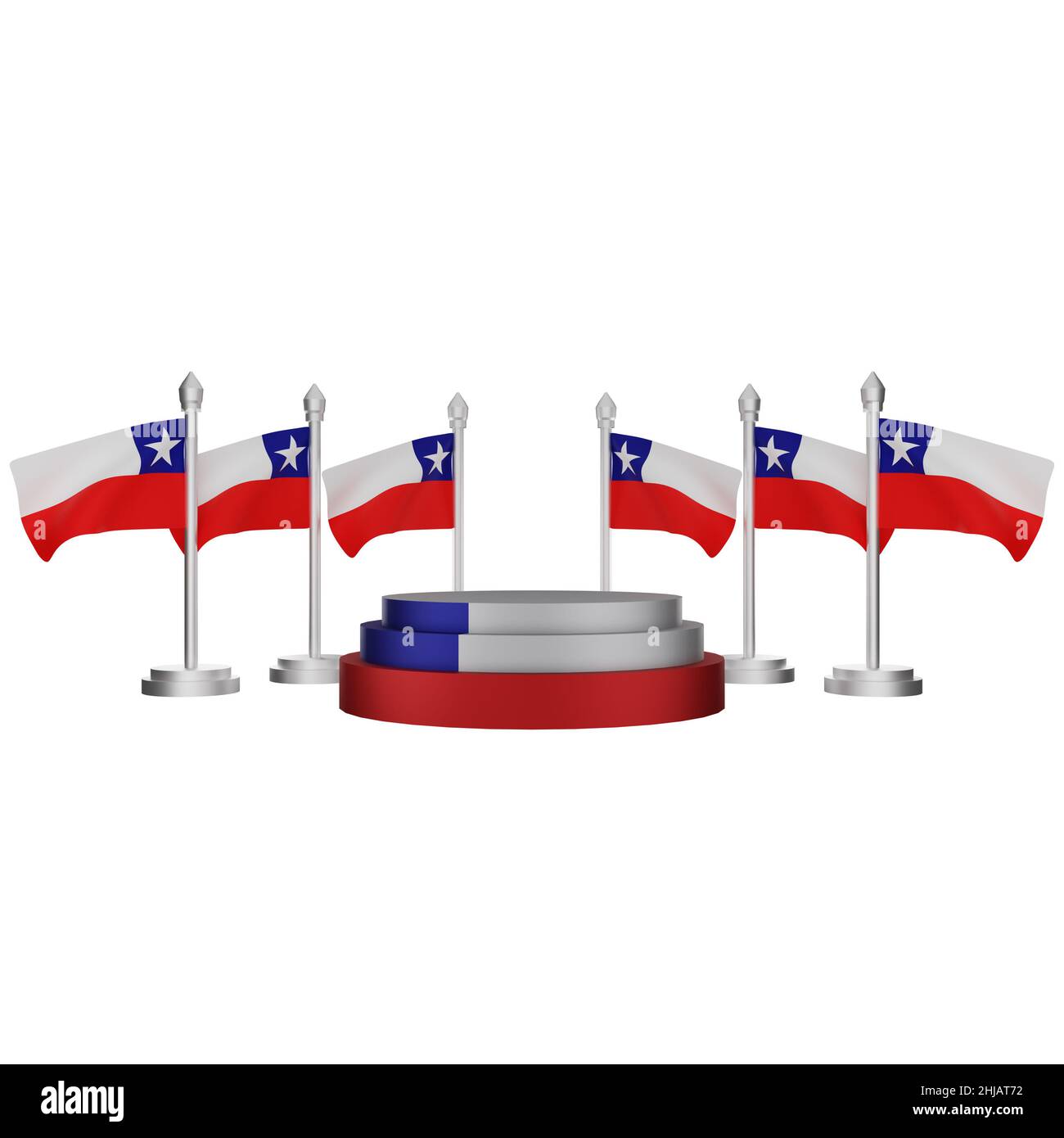 3d rendering del podio con il concetto di giornata nazionale del cile Foto Stock