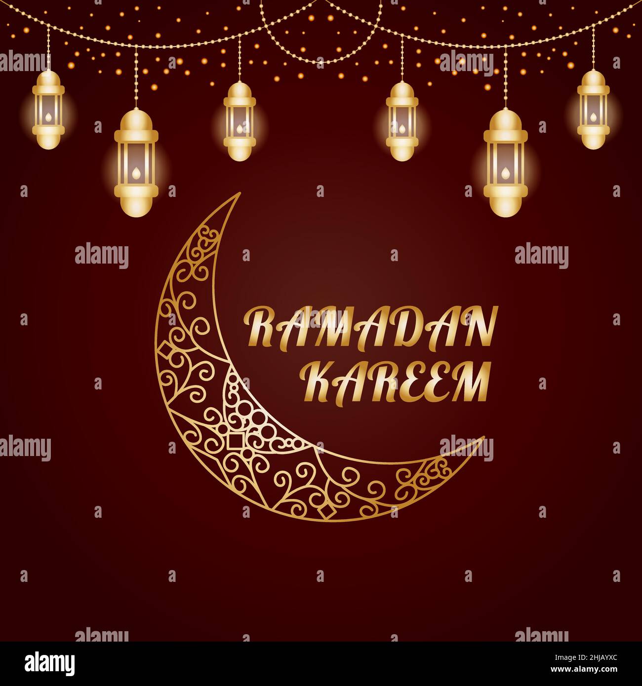poster ramadan kareem colore oro gradiente sfondo marrone Illustrazione Vettoriale