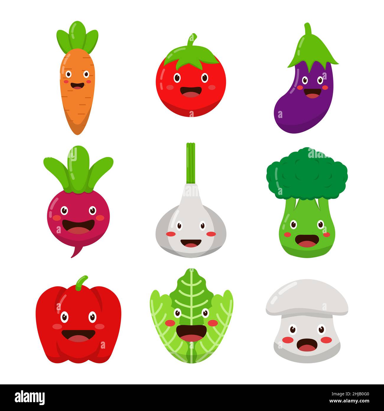 cartoon personaggio collezione di verdure, illustrazione vettoriale Illustrazione Vettoriale