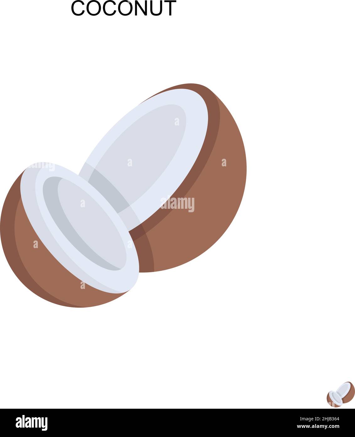 Icona vettore semplice Coconut. Modello di disegno del simbolo di illustrazione per l'elemento dell'interfaccia utente mobile Web. Illustrazione Vettoriale