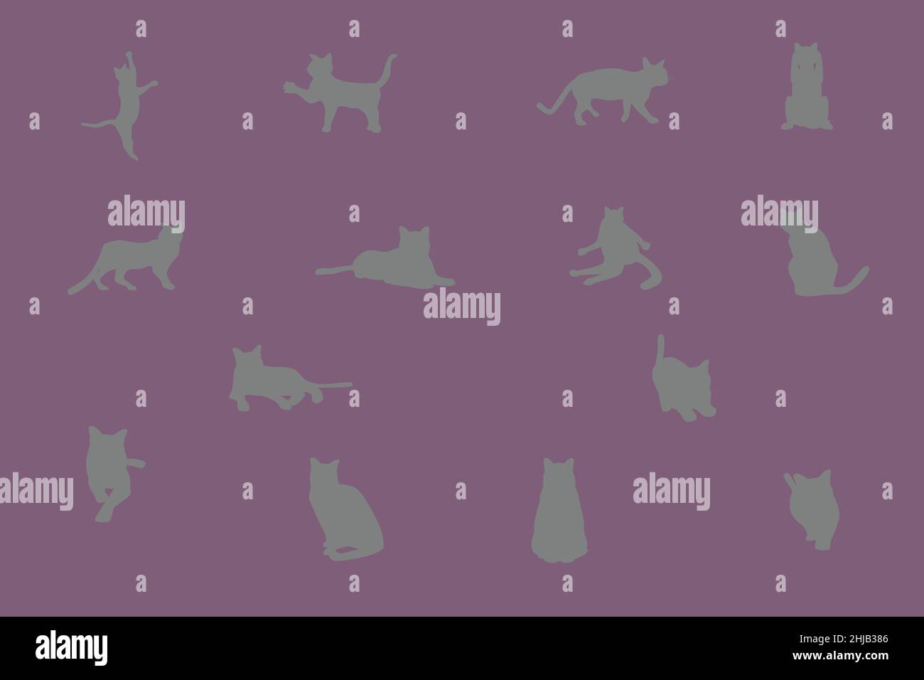 set di silhouette carino grigio gatto elemento moderno geometrico piatto. illustrazione vettoriale eps10 Illustrazione Vettoriale