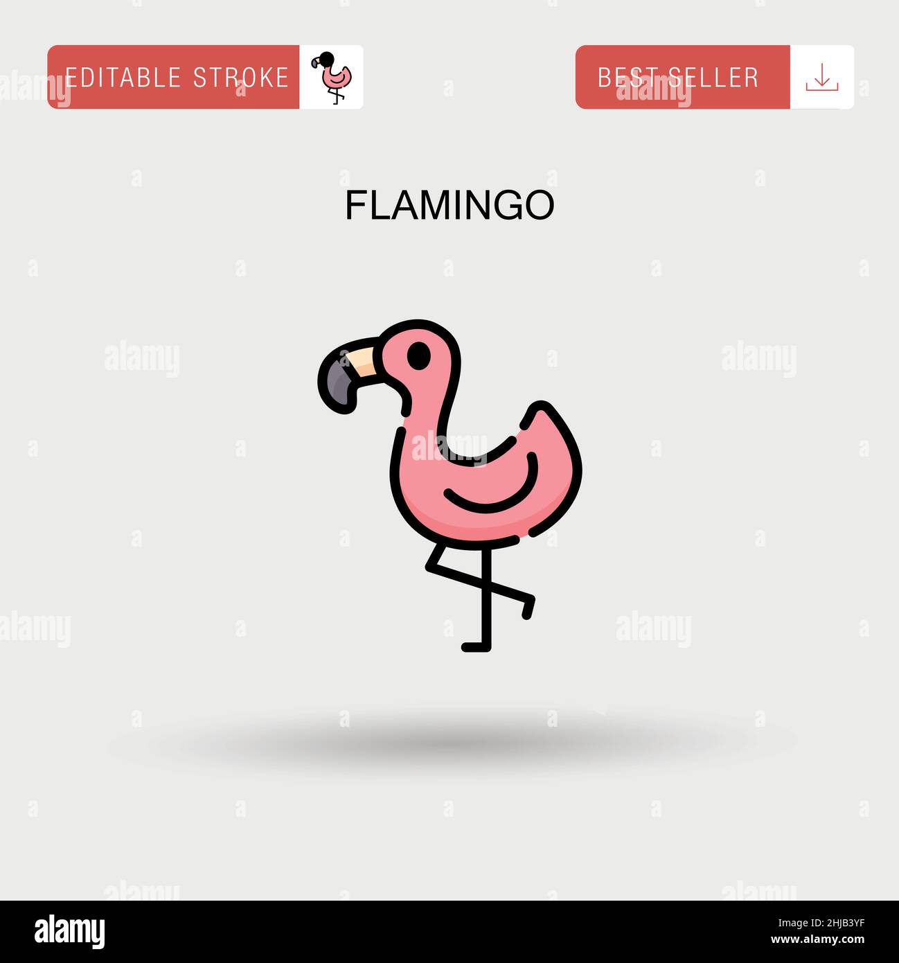 Flamingo semplice icona vettoriale. Illustrazione Vettoriale