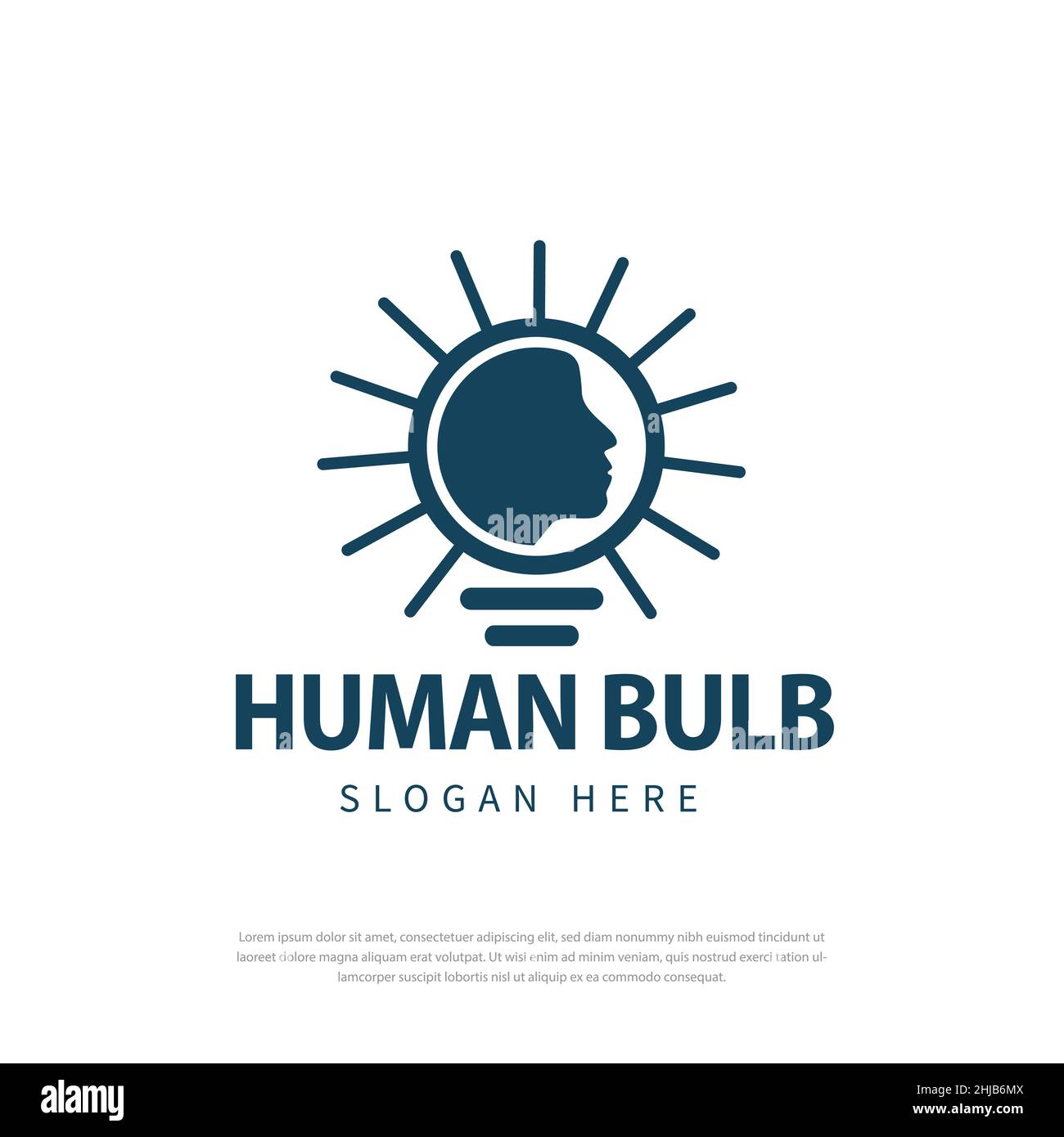Logo creativo icona lampada intelligente silhouette umana vettoriale concetto di lampadina luce testa umana Illustrazione Vettoriale