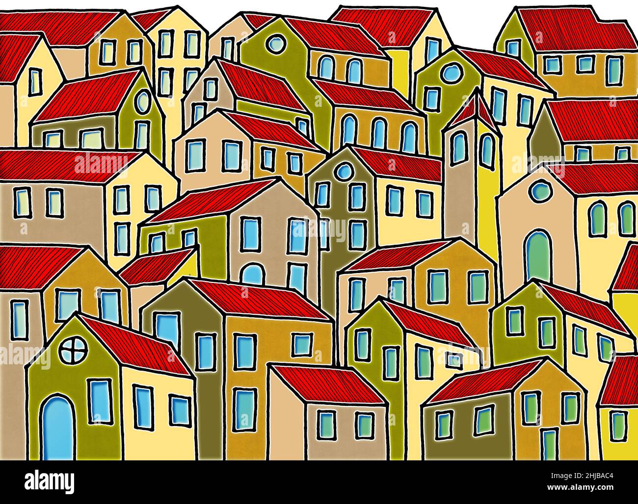 Città immaginaria ispirata alla vecchia città toscane - Io sono il proprietario del copyright di graffiti immagini utilizzate in questa immagine. Foto Stock