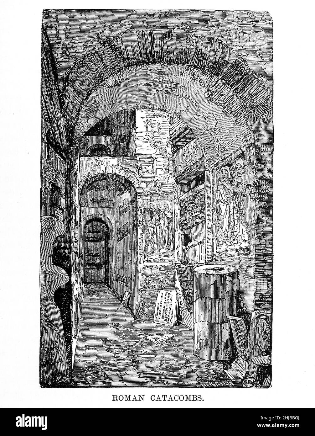 Catacombe romane del libro Stanley in Africa. Le meravigliose scoperte e le emozionanti avventure del grande esploratore africano, e di altri viaggiatori, pionieri e missionari di James Penny Boyd, Editore: Philadelphia, Pa.; St. Louis, Mo., P. W. Ziegler & co nel 1889 Foto Stock