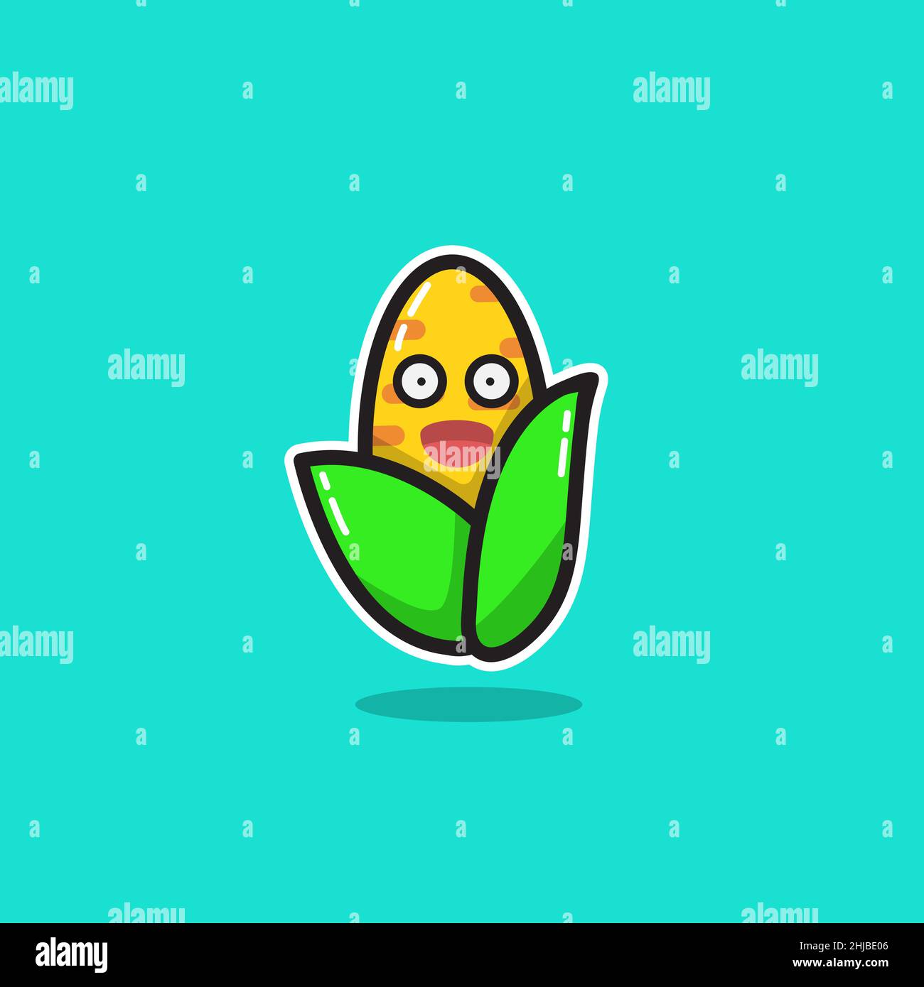 Illustrazione vettoriale del logo Corn Character Mascot Illustrazione Vettoriale