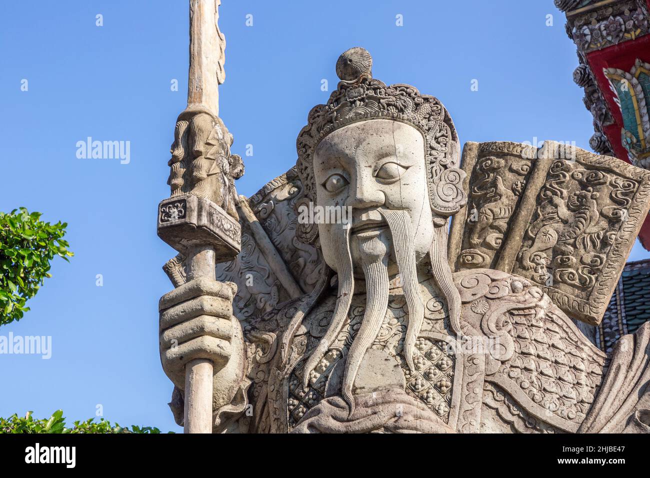 Figura Guardiana, tempio di Wat Pho, buddha reclinato, Bangkok, Thailandia Foto Stock