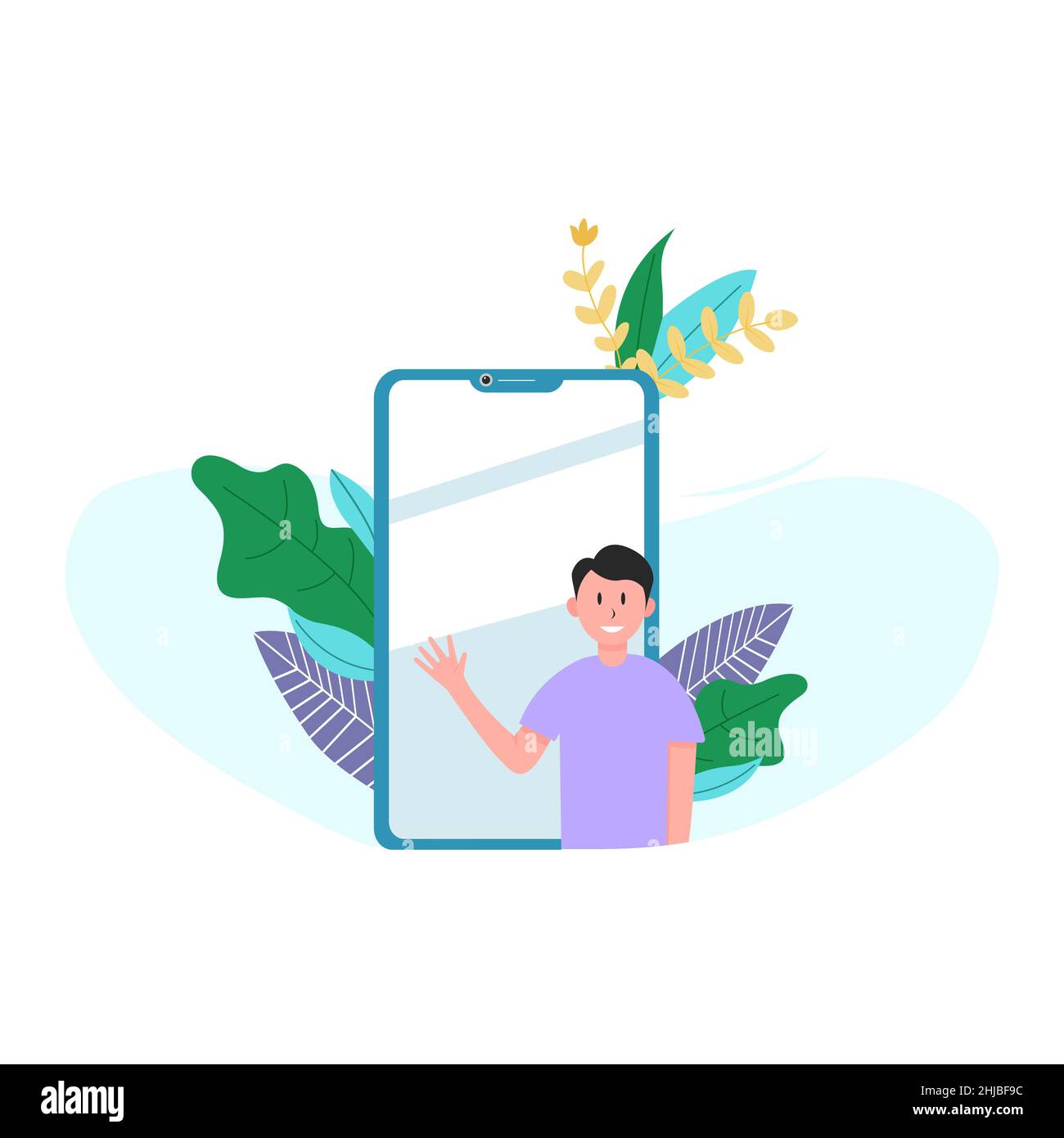 illustrazione vettoriale carattere piatto vendite smarthphone promozione Illustrazione Vettoriale