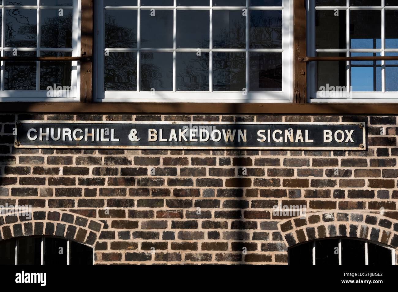 Churchill e Blakedown Signal box, Blakedown, Worcestershire, Inghilterra, Regno Unito Foto Stock