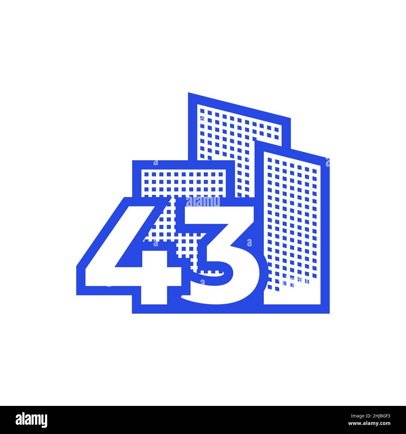 numero 43 con costruzione logo disegno vettoriale simbolo grafico icona illustrazione idea creativa Illustrazione Vettoriale