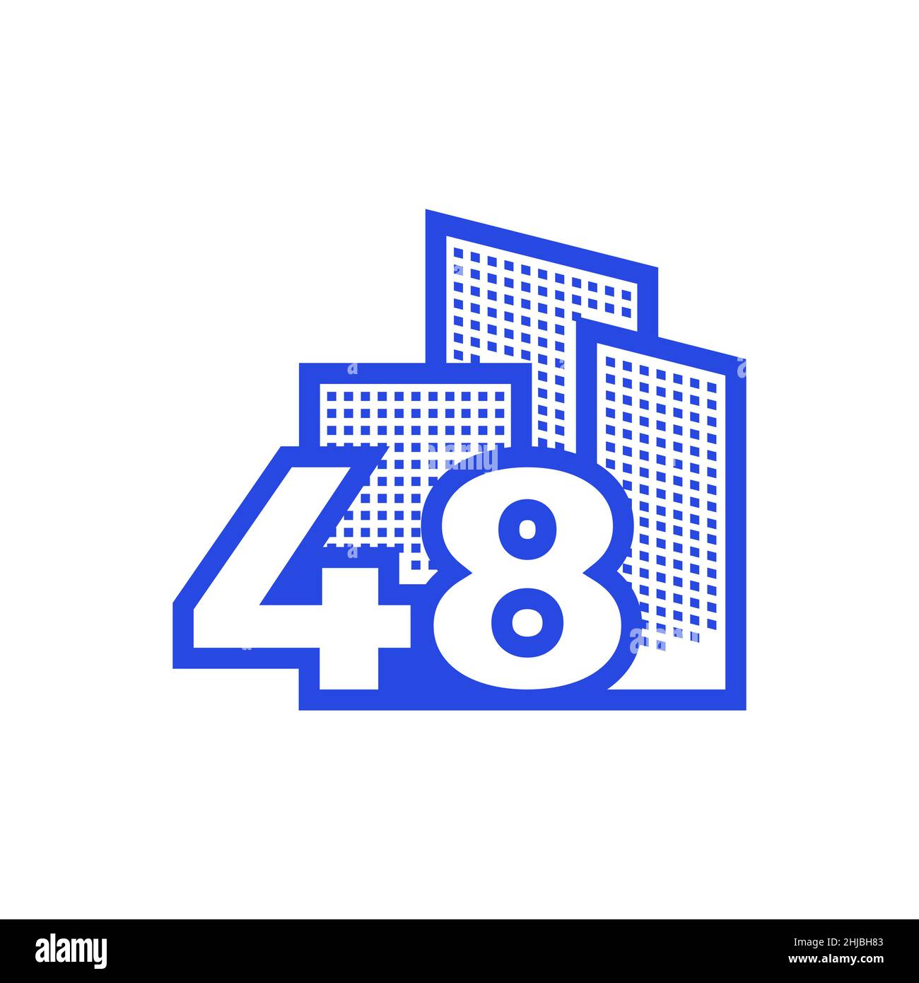 numero 48 con costruzione logo disegno vettoriale simbolo grafico icona illustrazione idea creativa Illustrazione Vettoriale