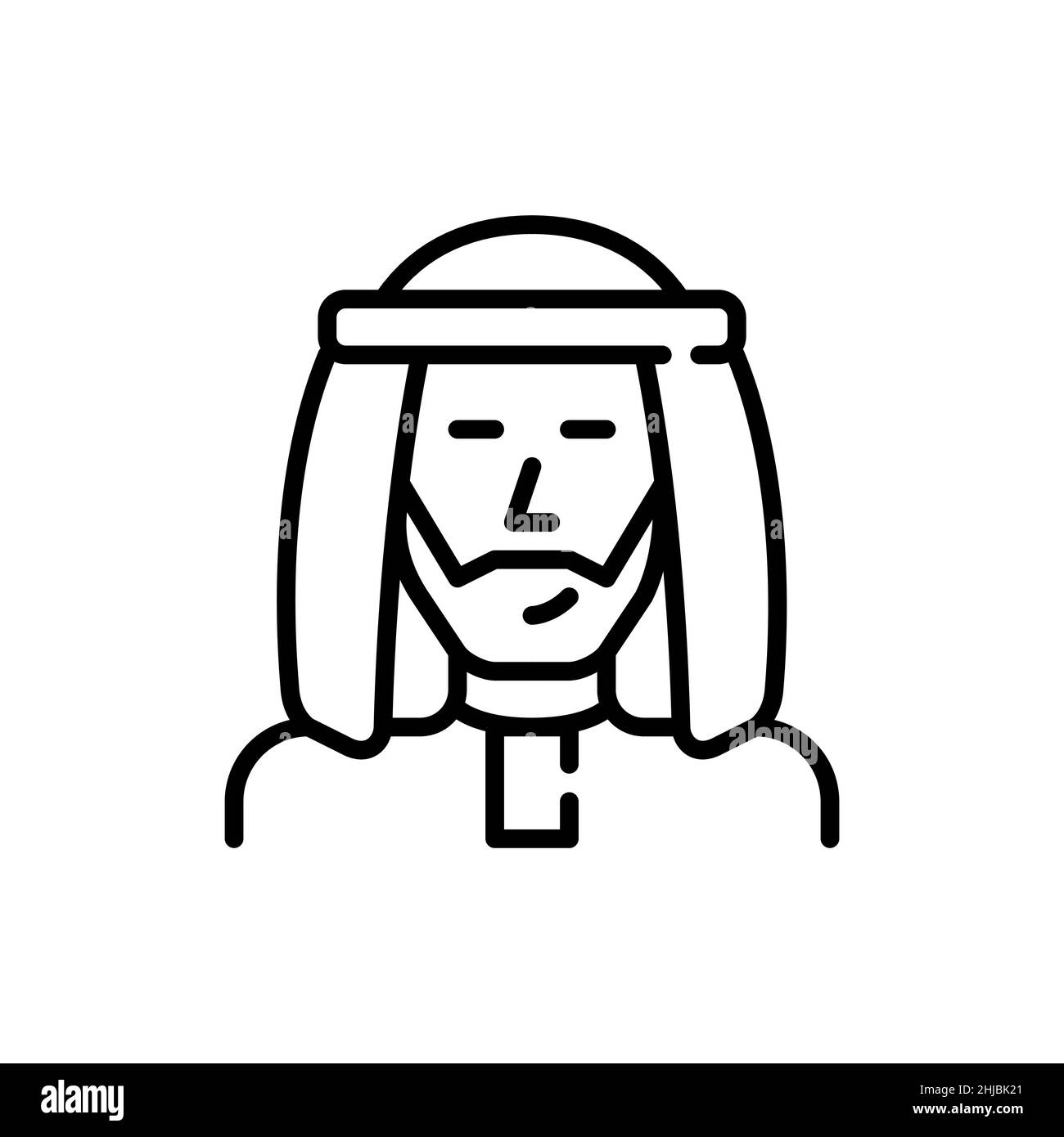 Giovane uomo arabo che indossa una sciarpa tradizionale kafiya. Icona Avatar tratto modificabile pixel Perfect Illustrazione Vettoriale