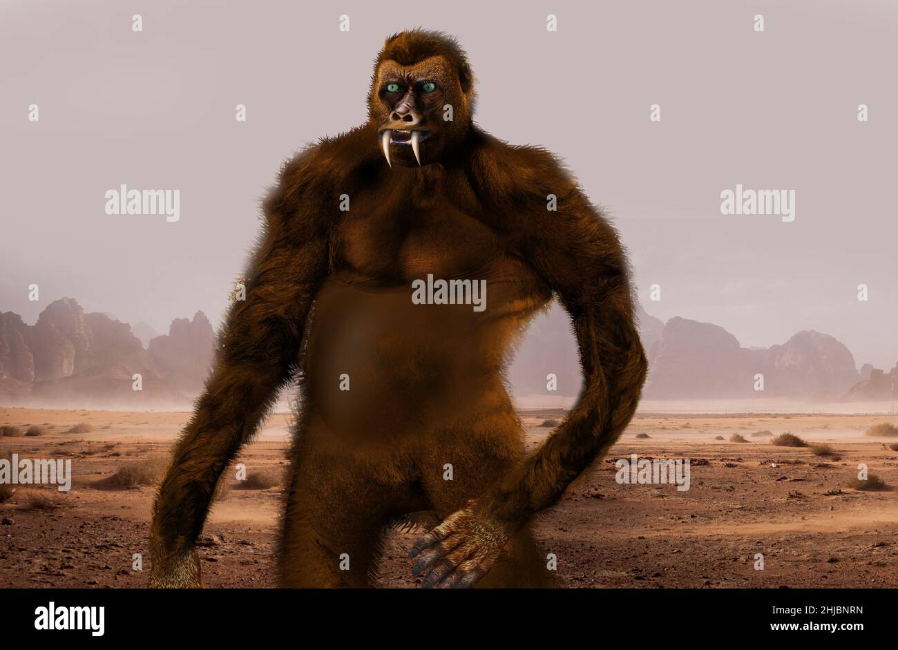 Yowie un'entità folcloristica australiana, conosciuta come quinkin e joogabinna. Leggende aborigene australiane. Australia creatura mitologica bigfoot. Foto Stock