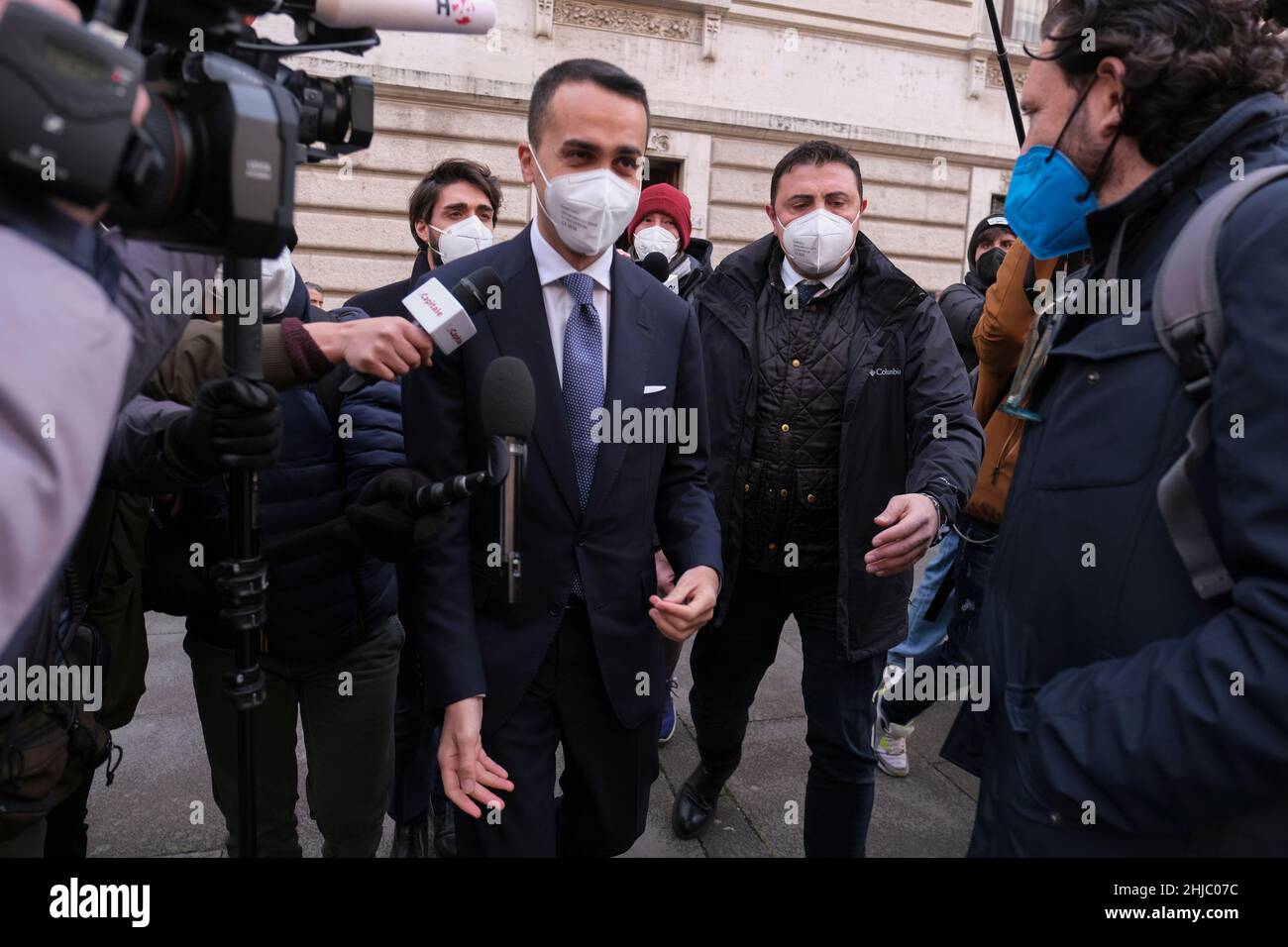 Roma, 27 gennaio 2021 Luigi di Maio è politico italiano, dal 5 settembre 2019 Ministro degli Affari Esteri e della cooperazione Internazionale nel Governo Conte II e successivamente nel Governo Draghi durante il quarto giorno di voto per l'elezione del Capo di Stato d'Italia Foto Stock