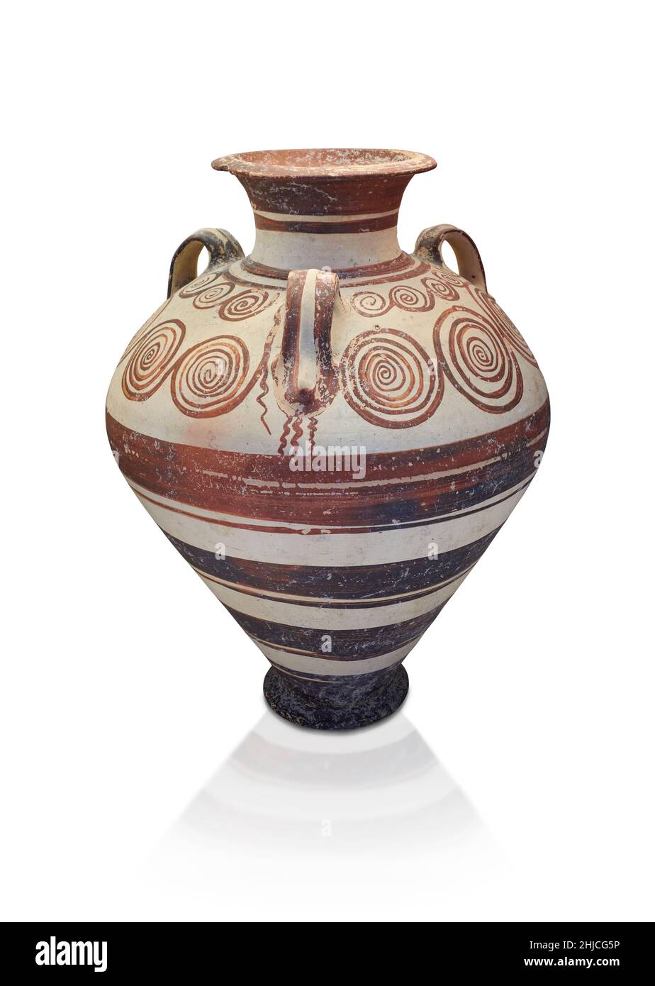 Ceramica micenea - vaso piriforme in terracotta a flusso circolare, tomba a camera io, 1400-1350 a.C. Nauplia Evangelistria. Nafplion Archaeologica Foto Stock