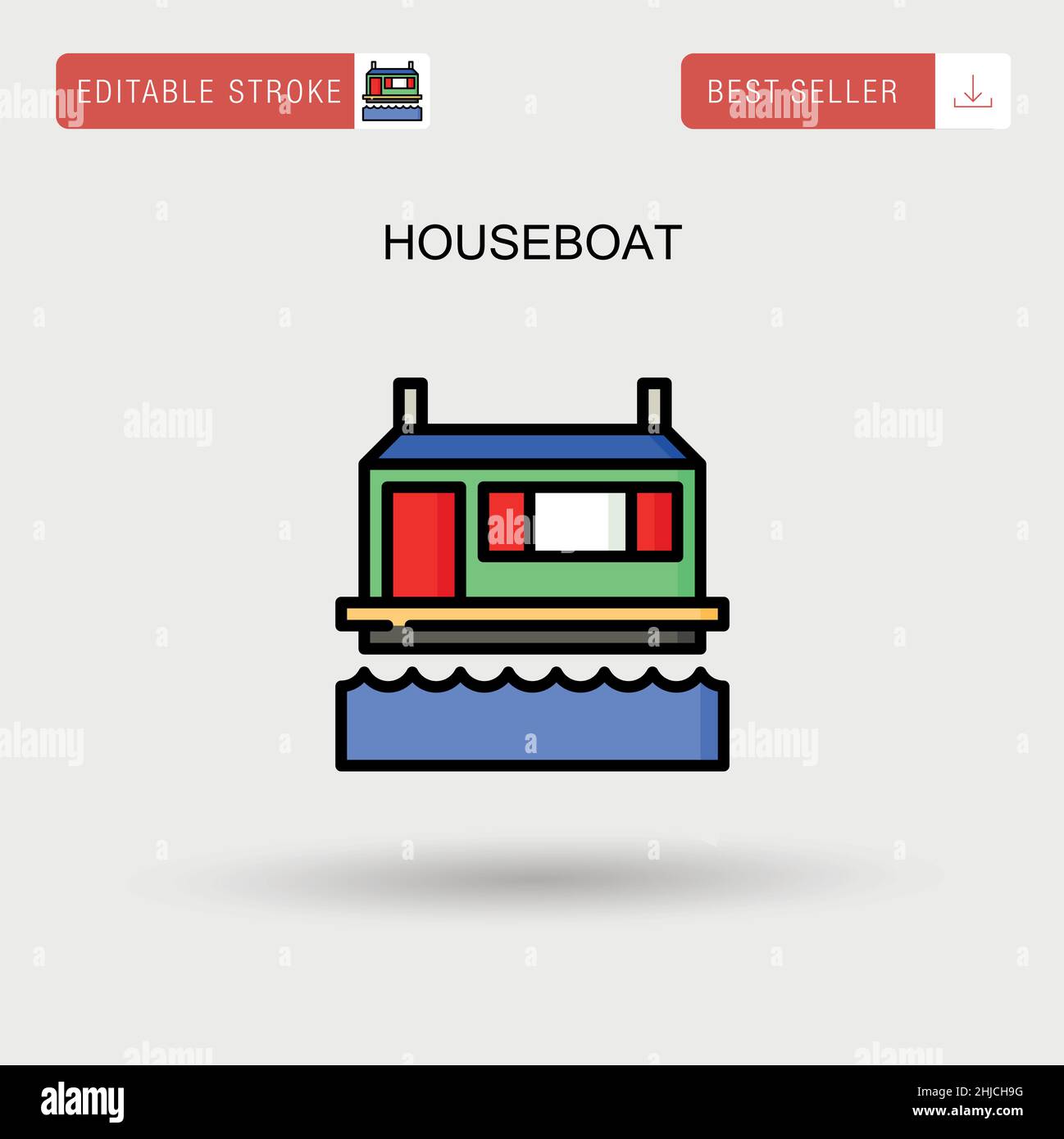 Icona vettore semplice di Houseboat. Illustrazione Vettoriale